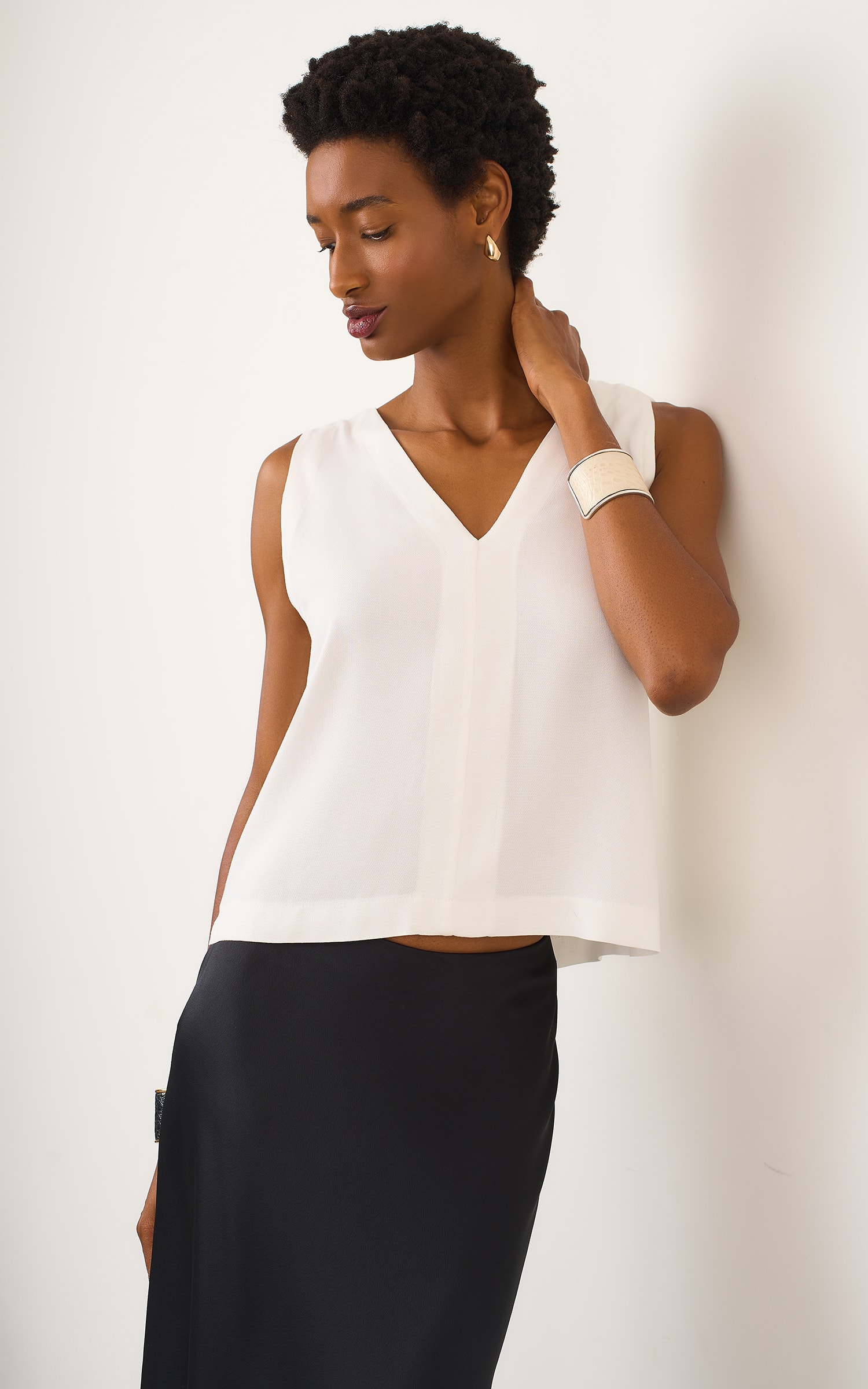 Blusa Decote v Textura Off White