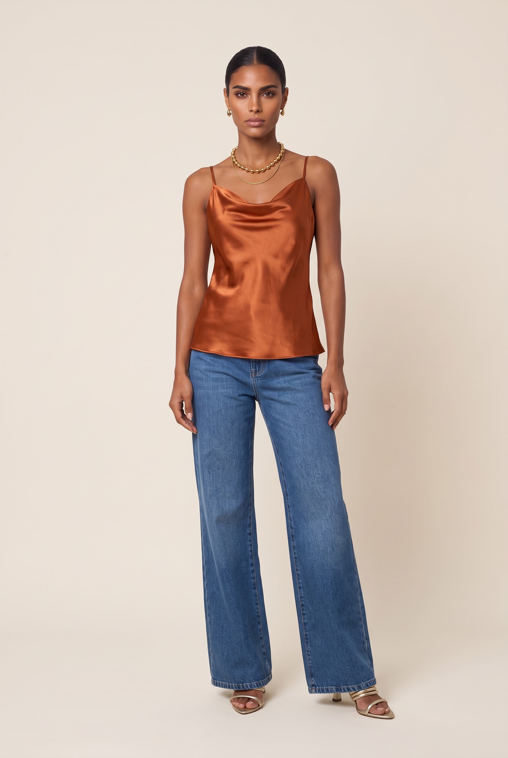 Blusa Degage Satin Caramelo