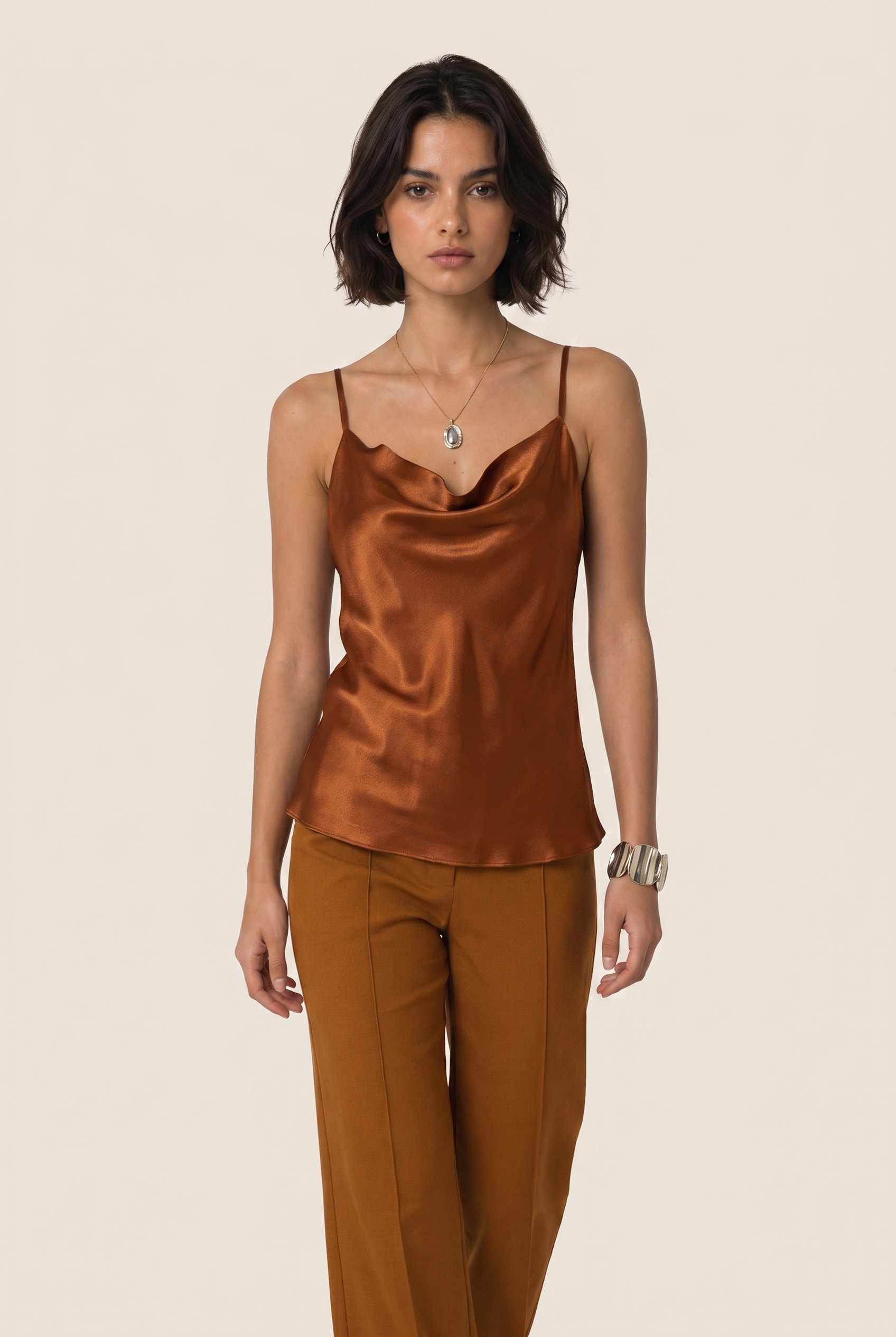 Blusa Degage Satin Caramelo