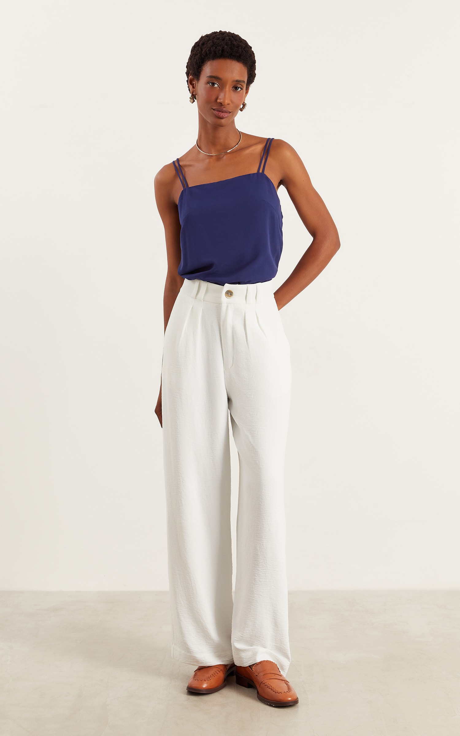 Blusa Detalhe Alça Holiday Marinho