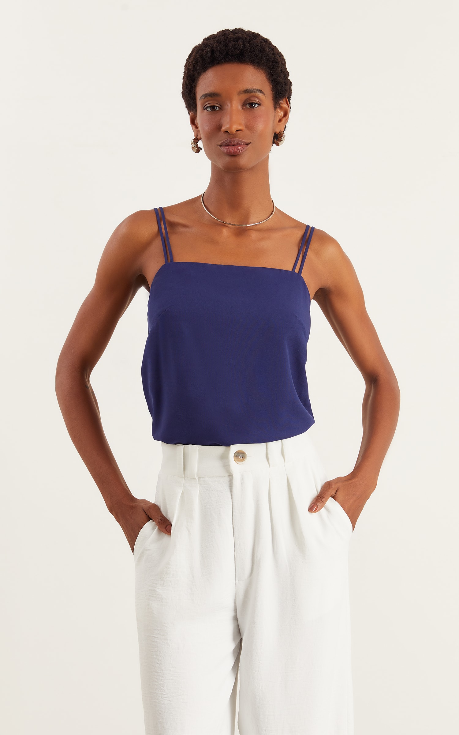 Blusa Detalhe Alça Holiday Marinho