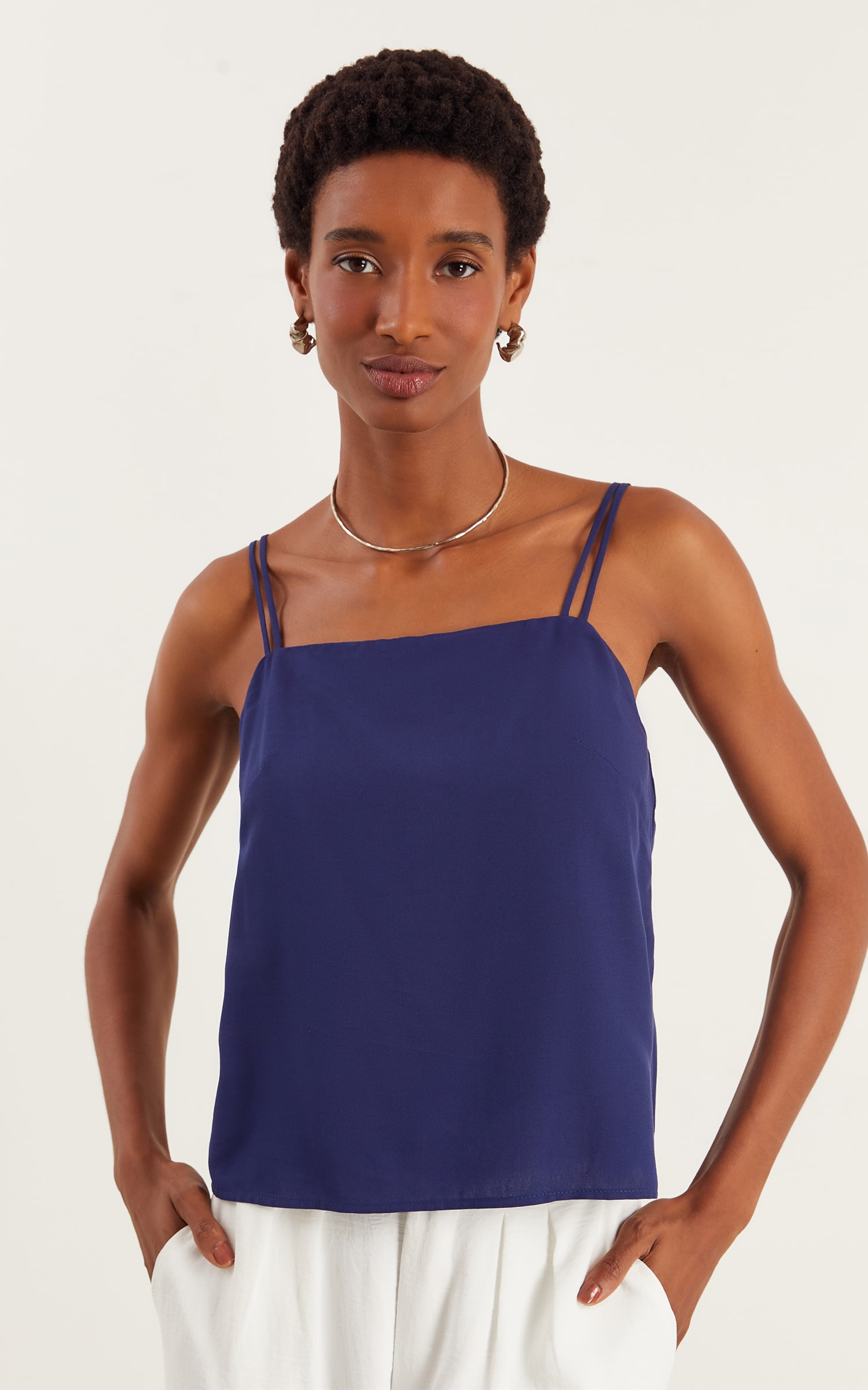 Blusa Detalhe Alça Holiday Marinho