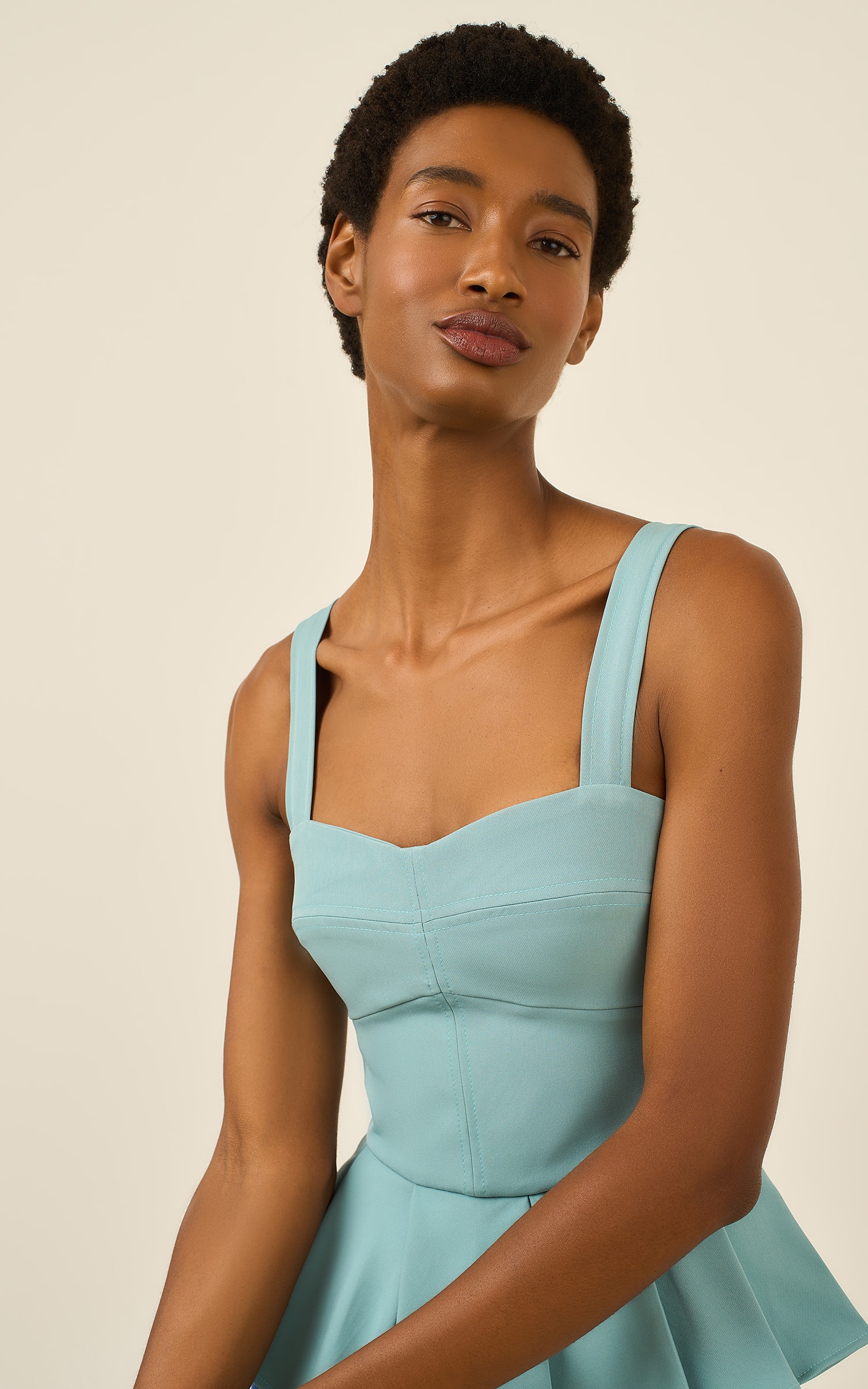 Blusa Detalhe Assimetrico Cultural Azul Sereno