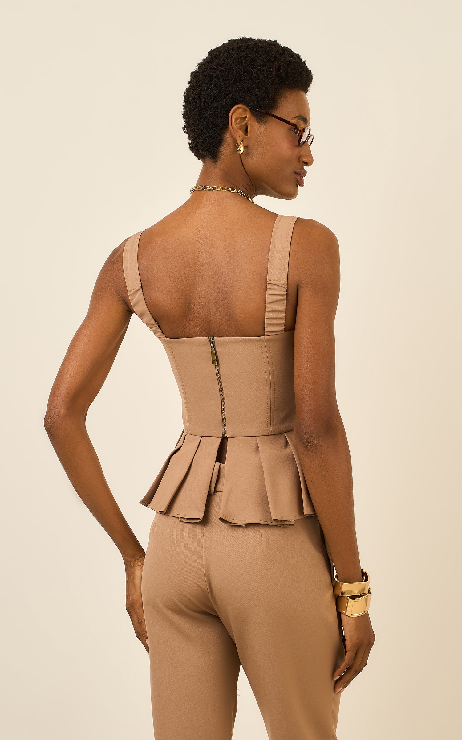 Blusa Detalhe Assimetrico Cultural Caqui