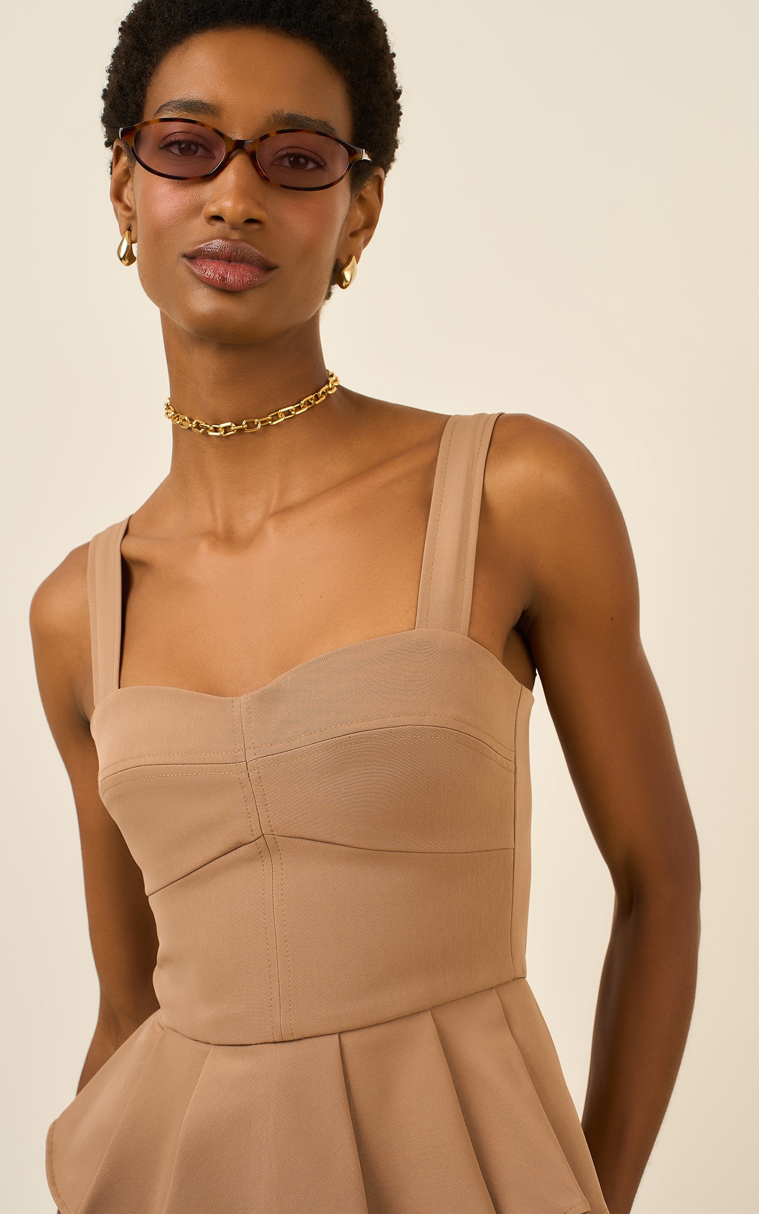 Blusa Detalhe Assimetrico Cultural Caqui