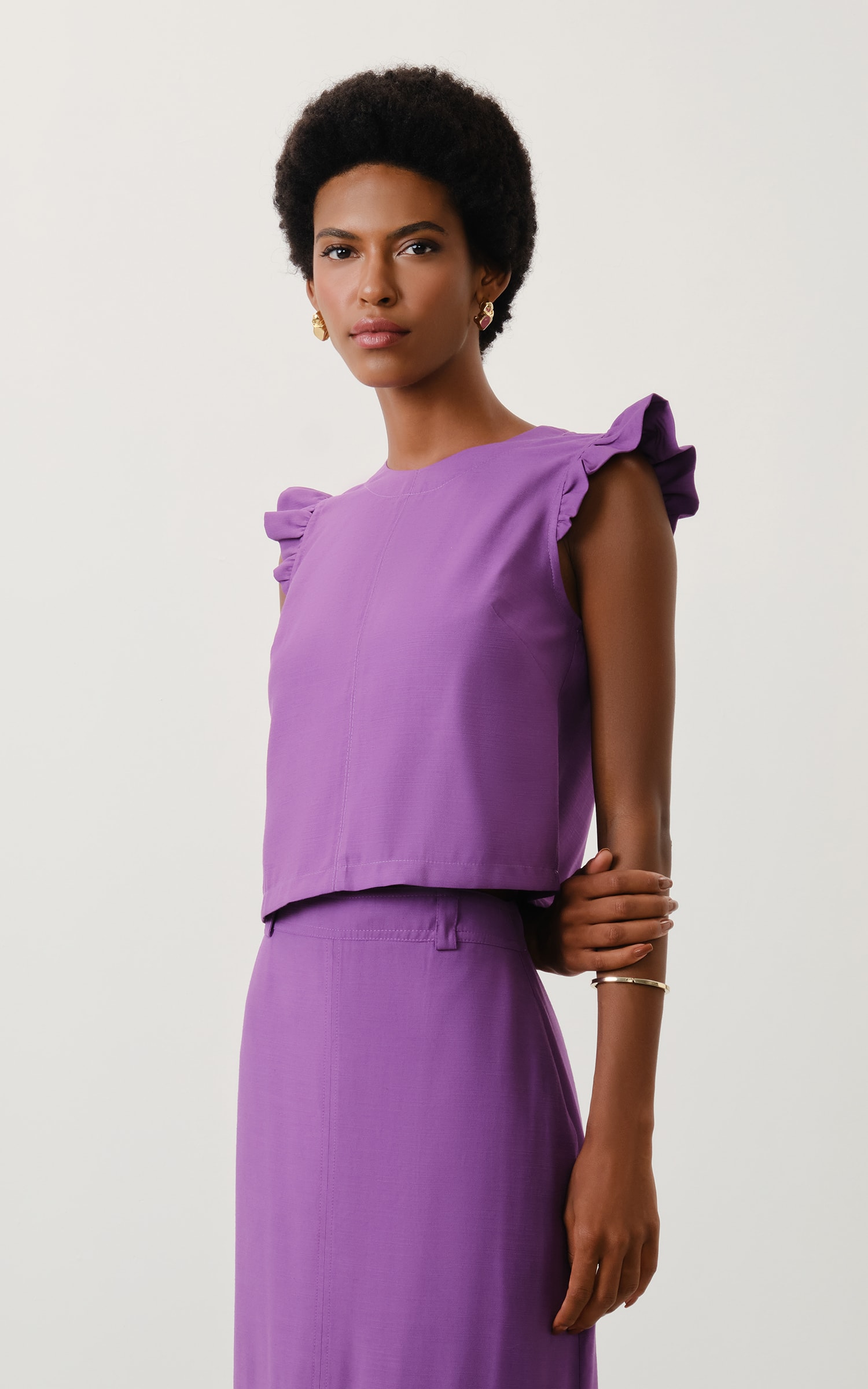 Blusa Detalhe Babado Amaranto Ametista