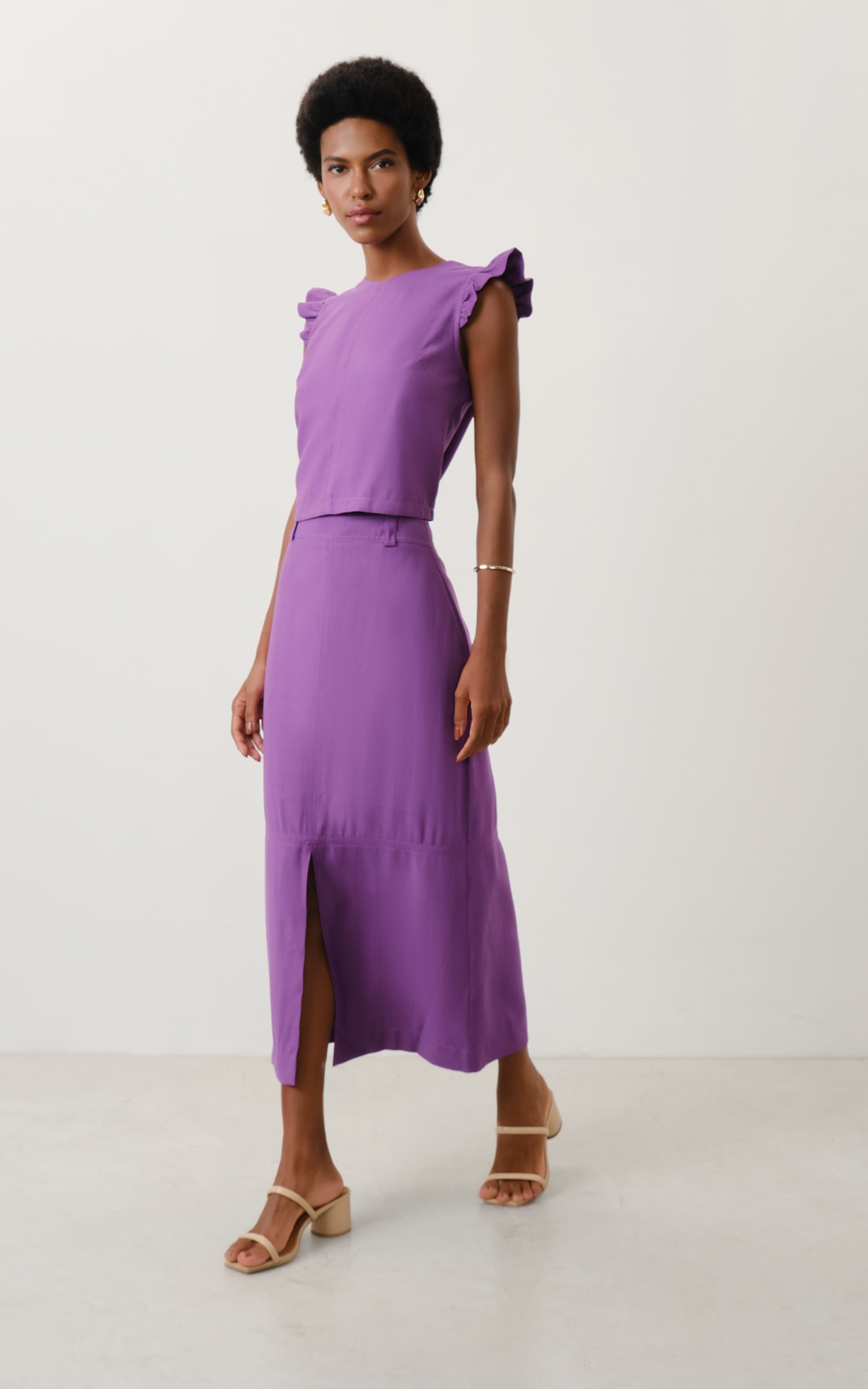 Blusa Detalhe Babado Amaranto Ametista