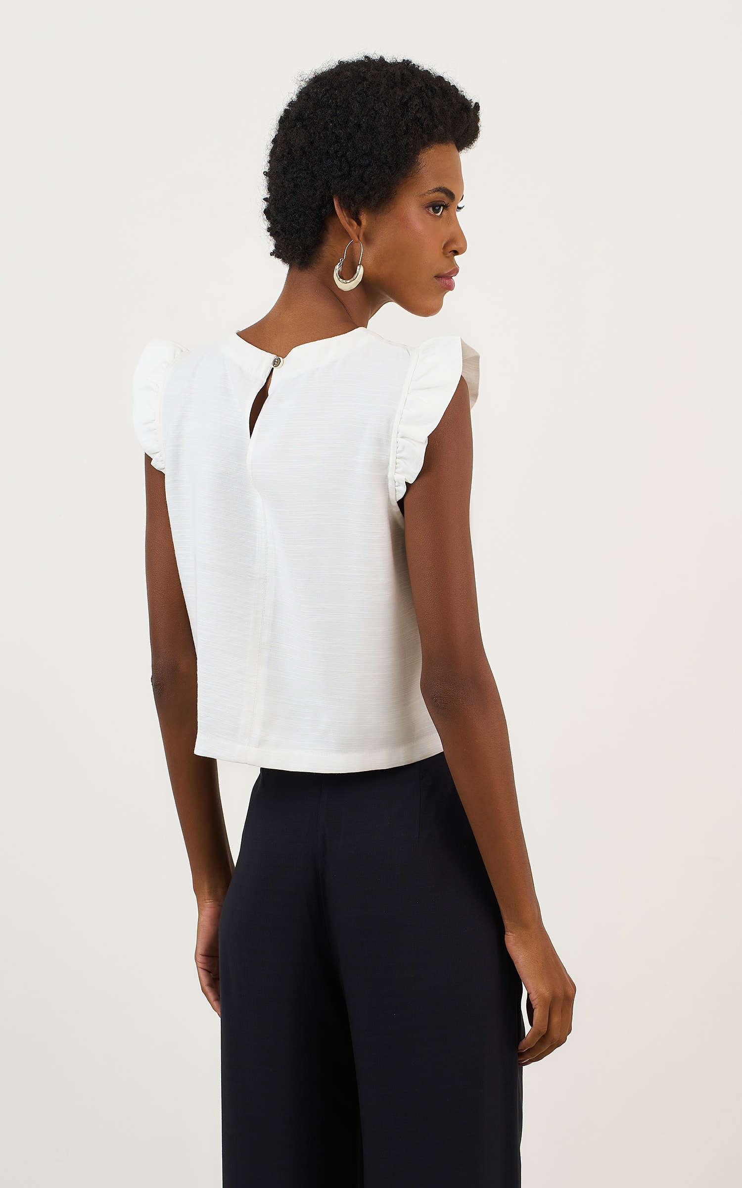 Blusa Detalhe Babado Amaranto Off White
