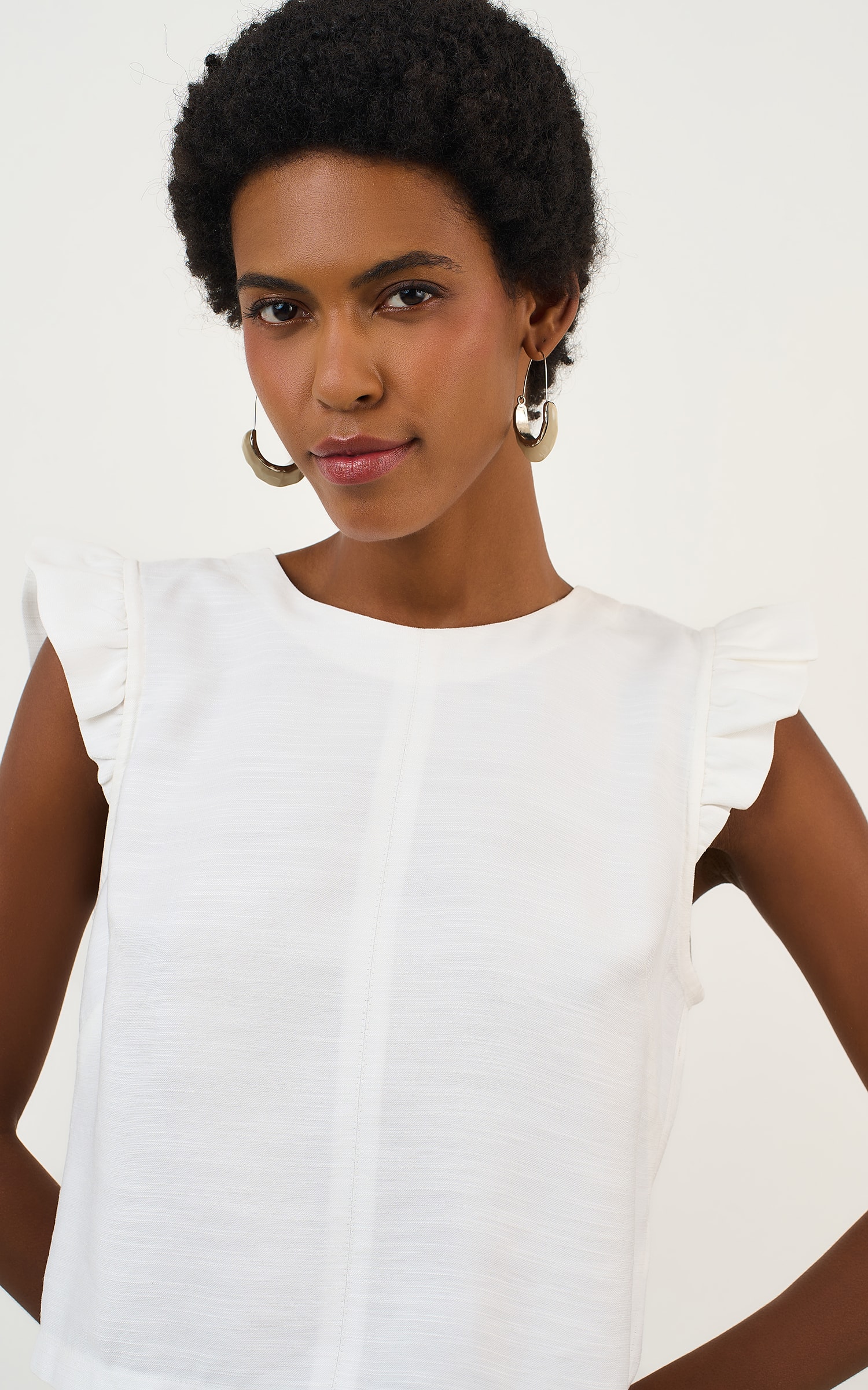 Blusa Detalhe Babado Amaranto Off White