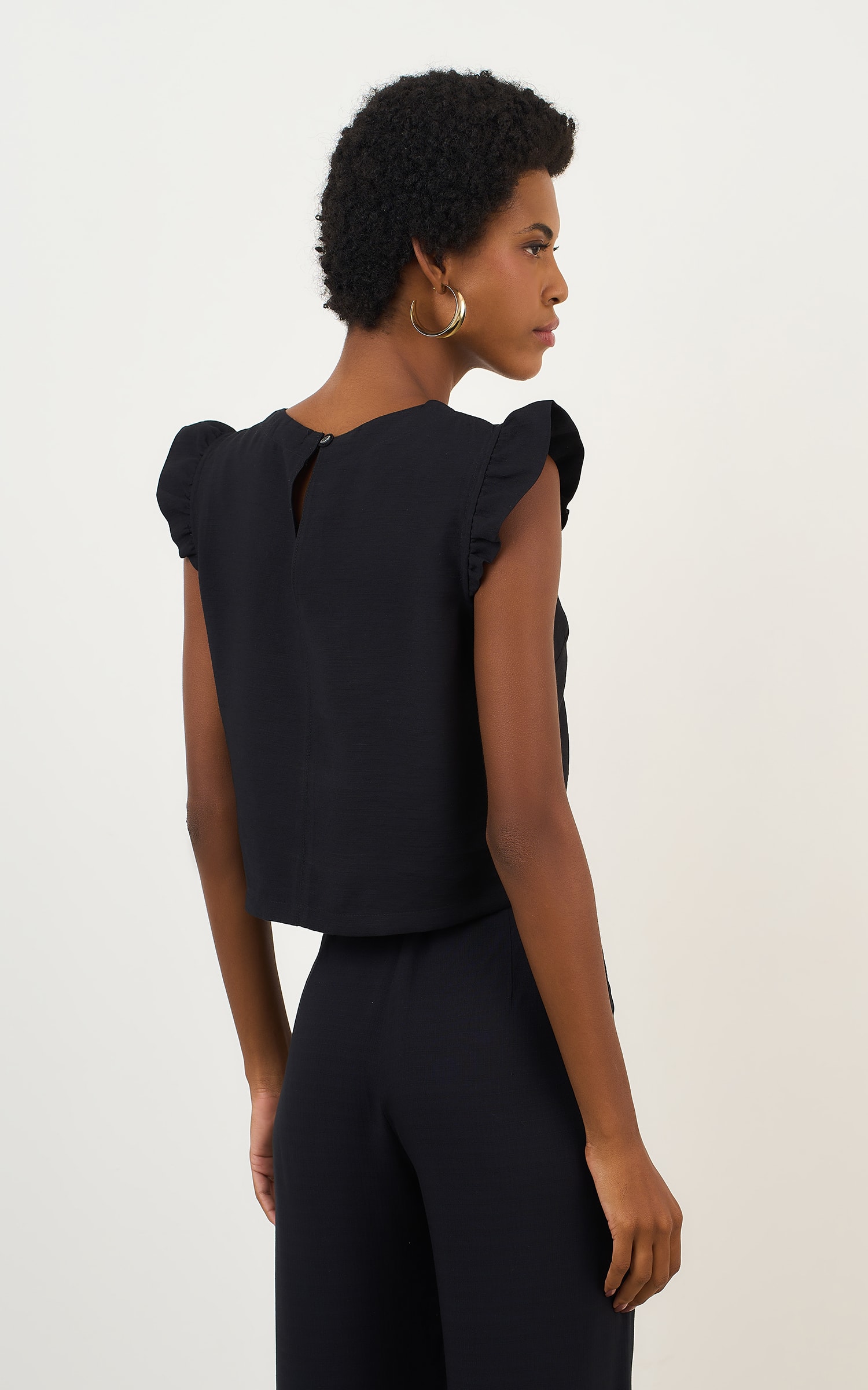 Blusa Detalhe Babado Amaranto Preto