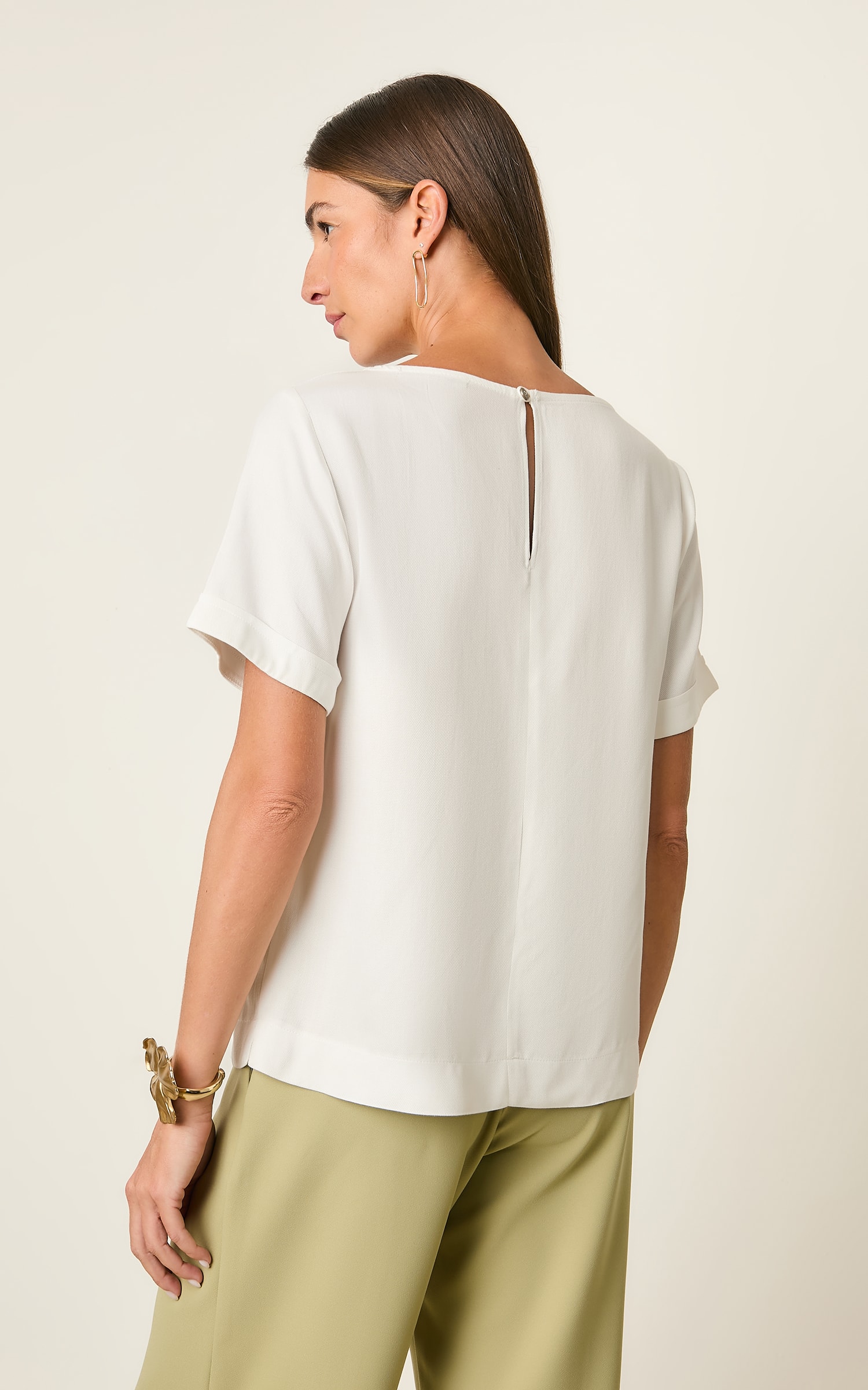 Blusa Detalhe Manga Costa Off White