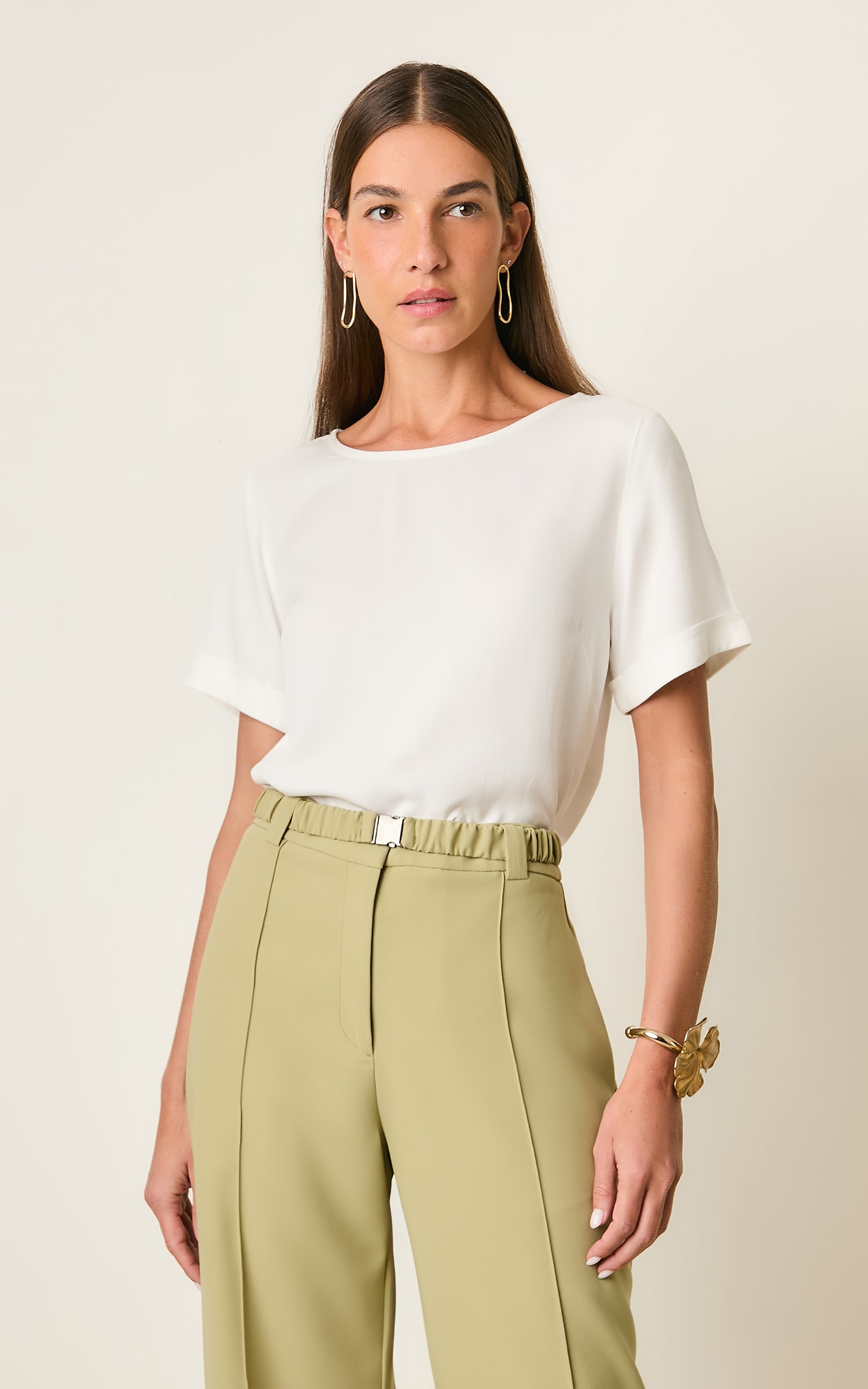 Blusa Detalhe Manga Costa Off White