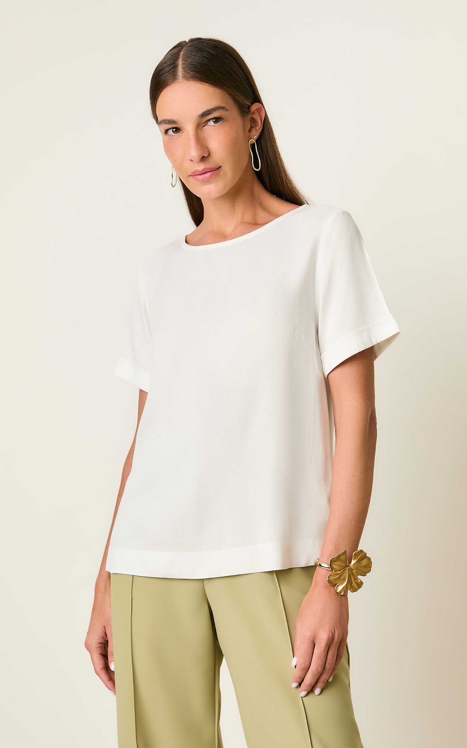 Blusa Detalhe Manga Costa Off White