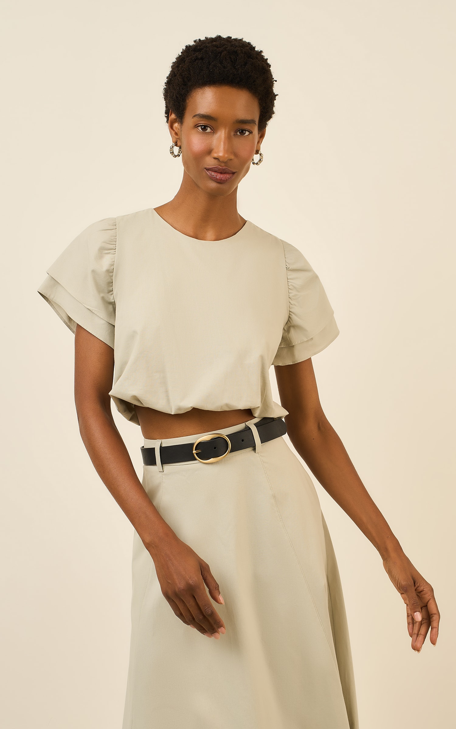 Blusa Detalhe Manga Poetic Verde Brisa