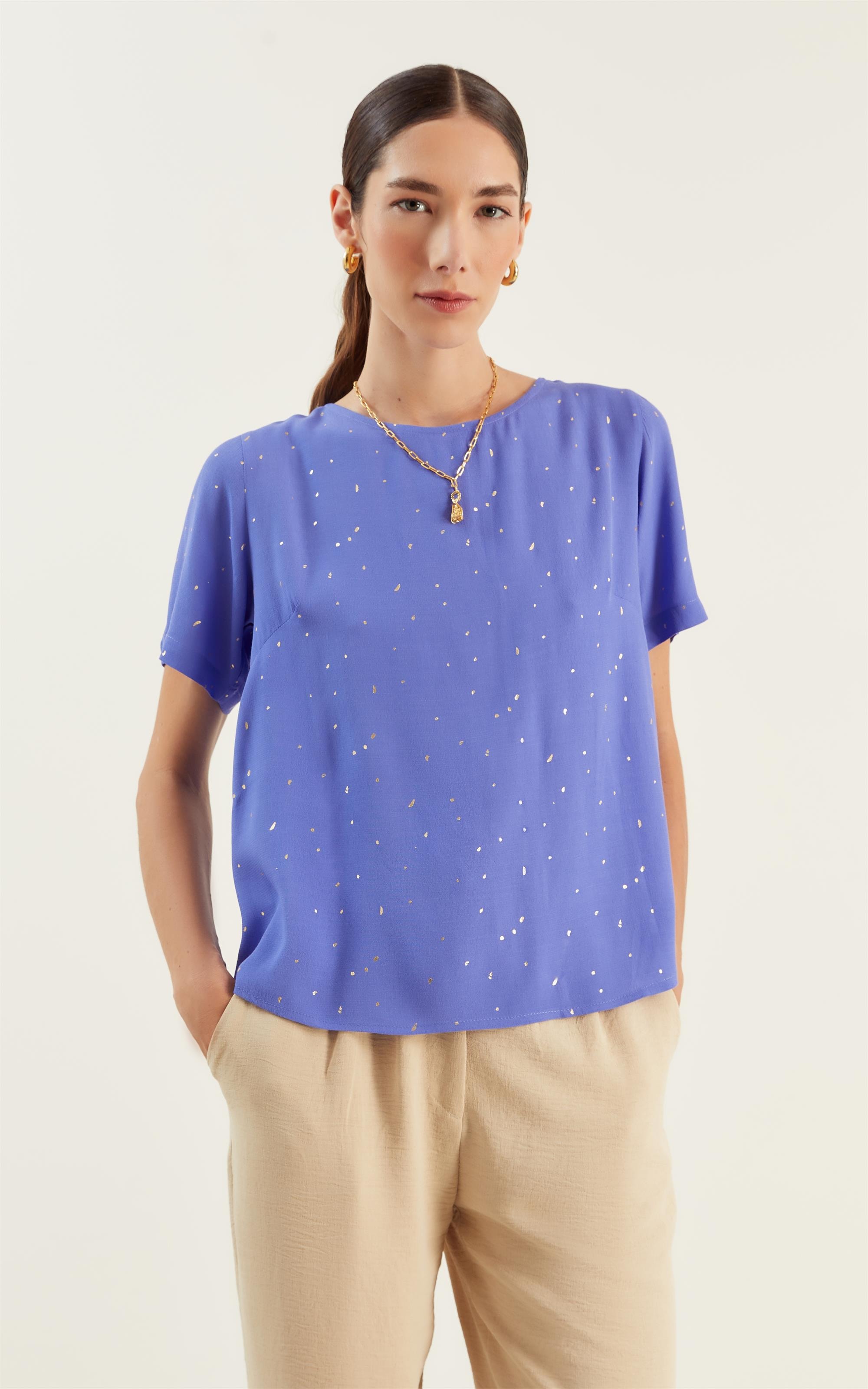 Blusa Dots Foil Azul Prisma