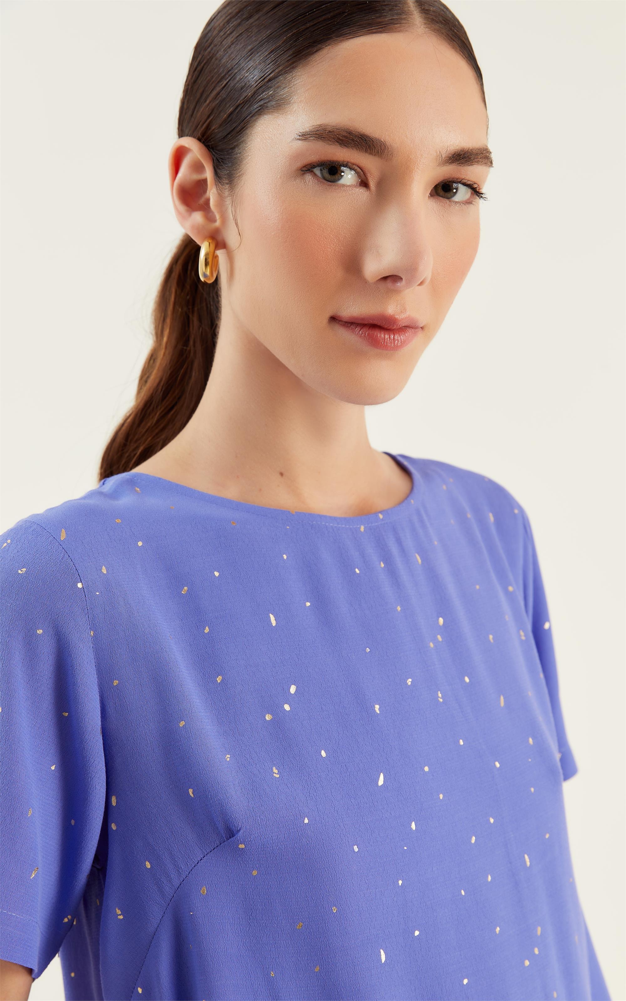 Blusa Dots Foil Azul Prisma
