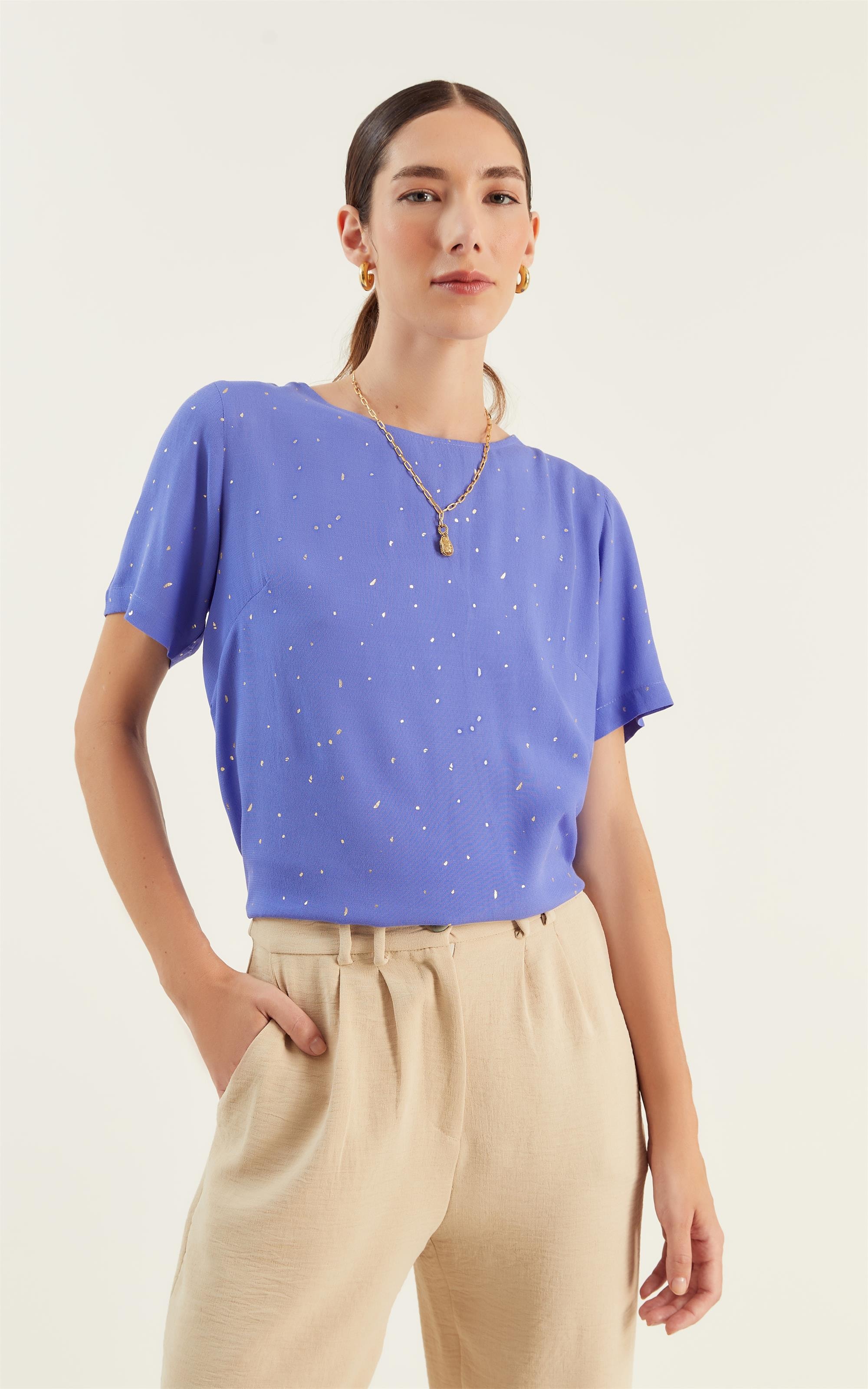 Blusa Dots Foil Azul Prisma