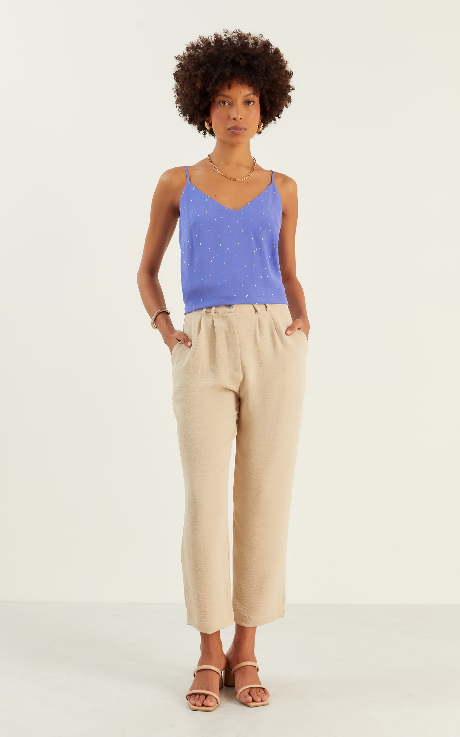 Blusa Dots Foil Azul Prisma