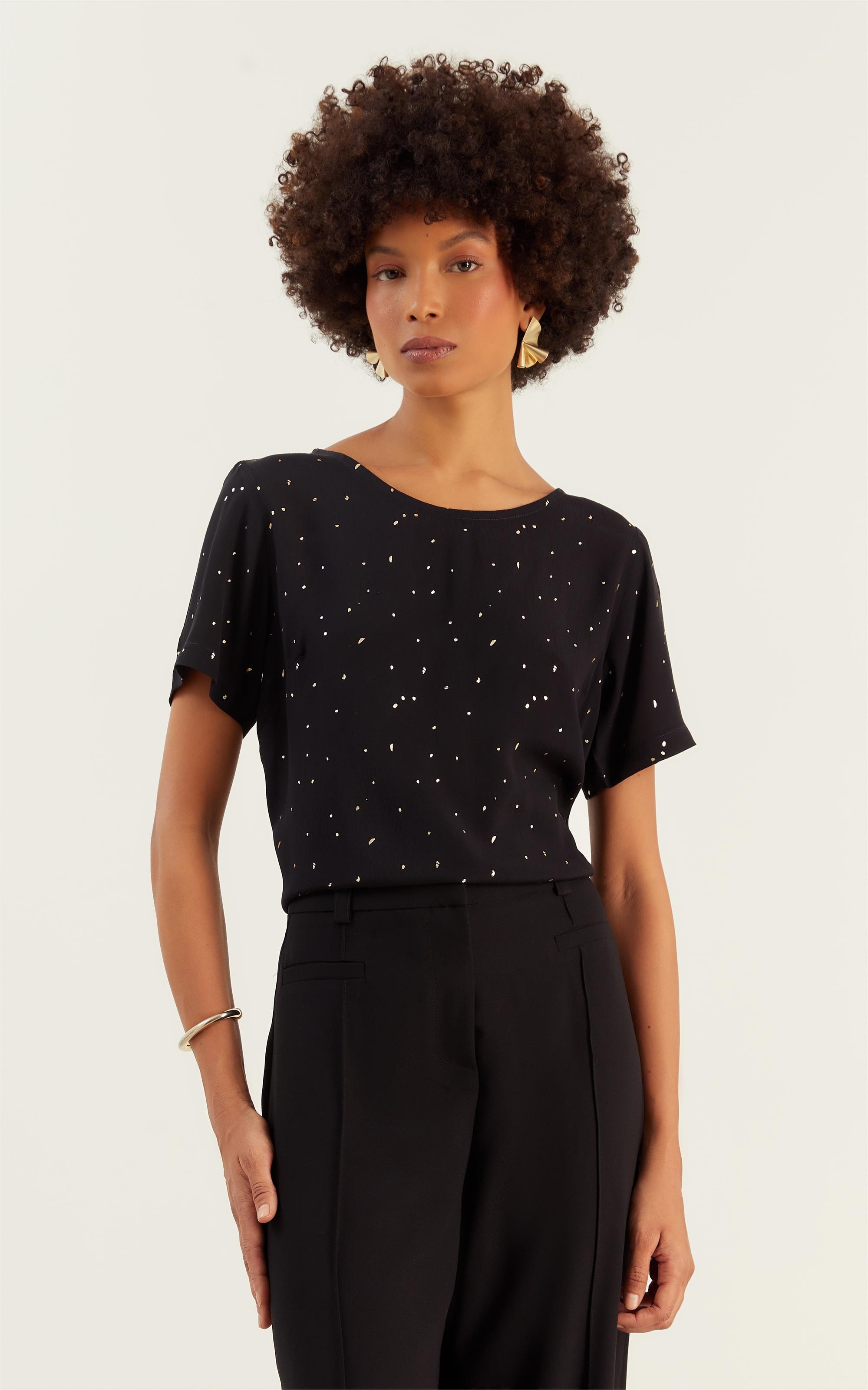 Blusa Dots Foil Preto