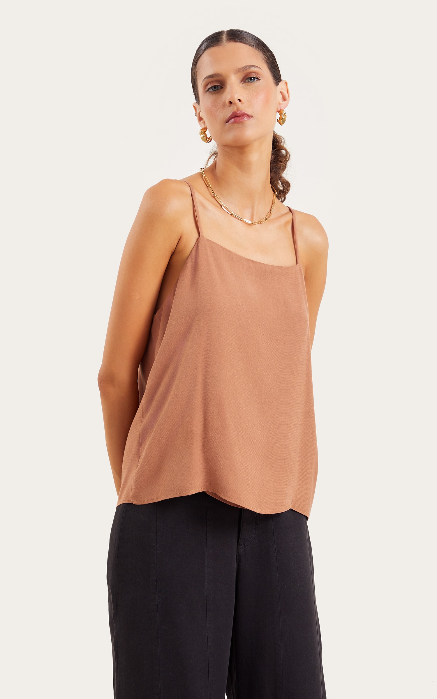 Blusa Dupla Flora Amendoa