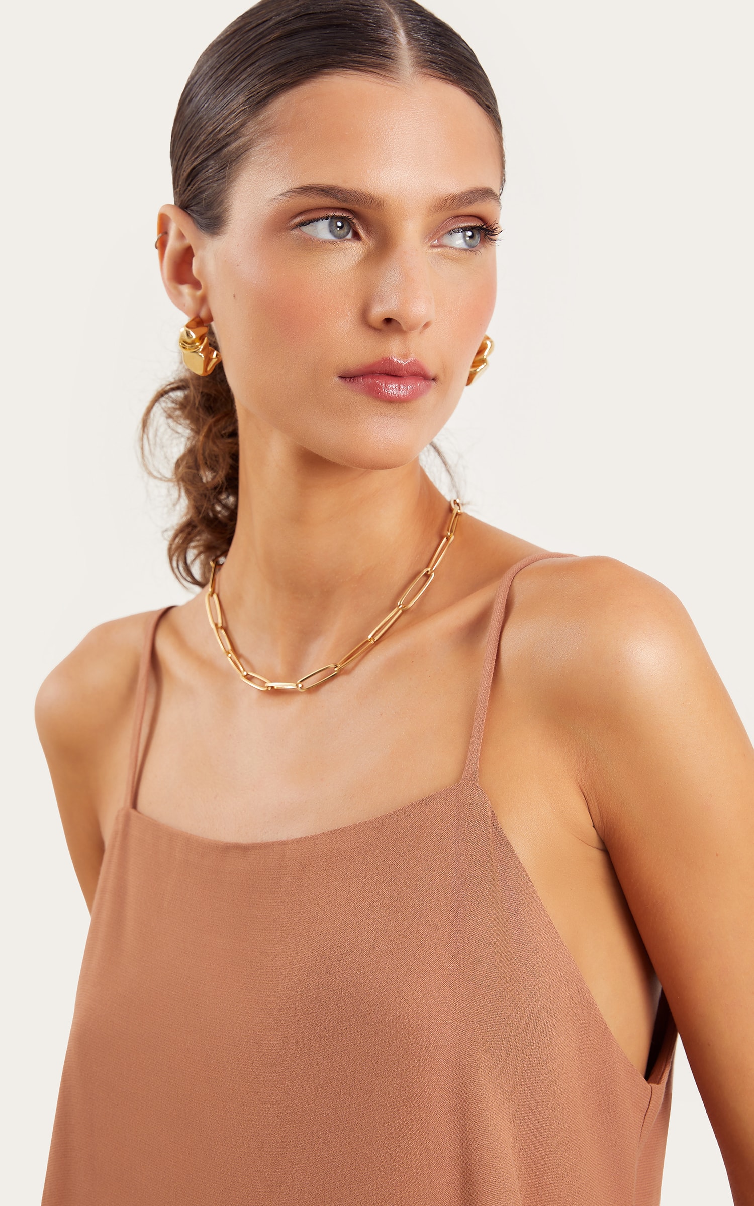 Blusa Dupla Flora Amendoa