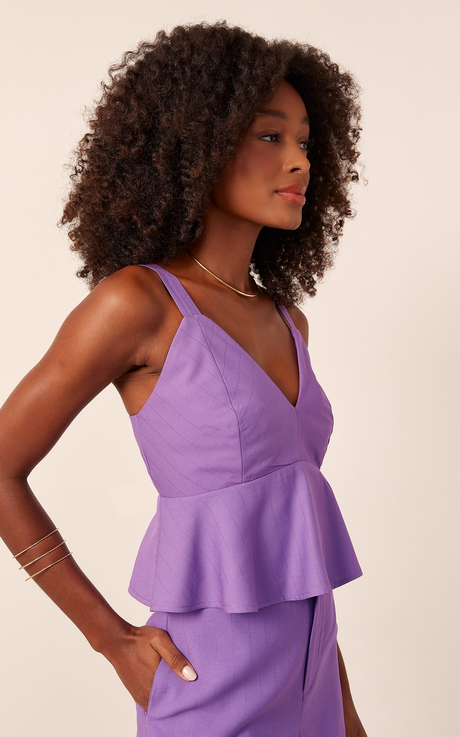 Blusa Elemento Detalhe Babado Violeta