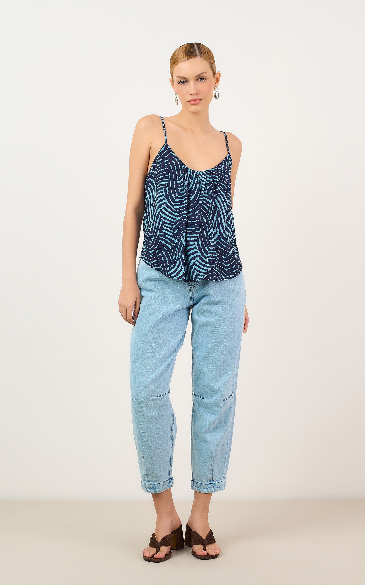 Blusa Estampa Colecao Azul Sereno