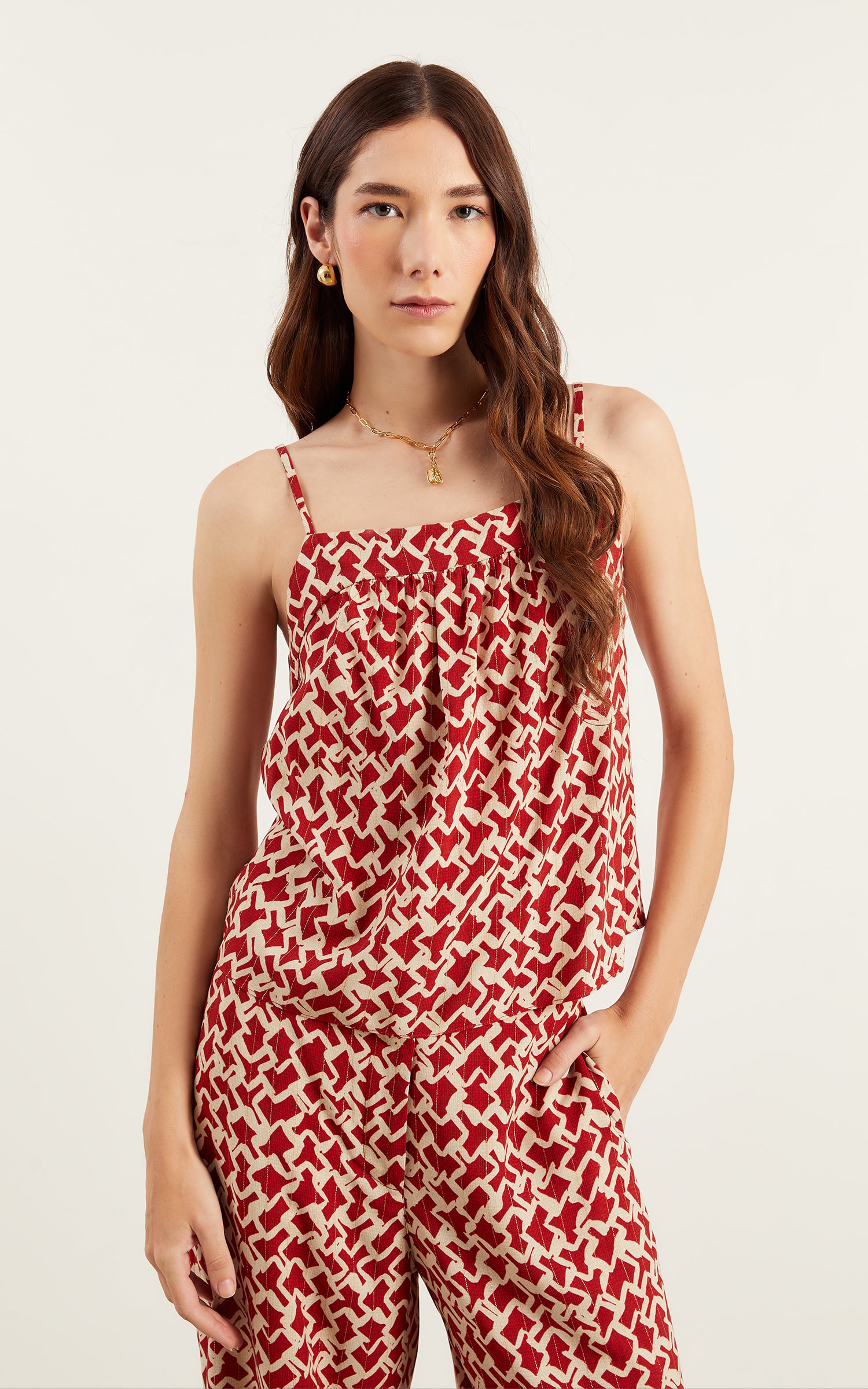 Blusa Fiesta Detalhe Vivo Vermelho