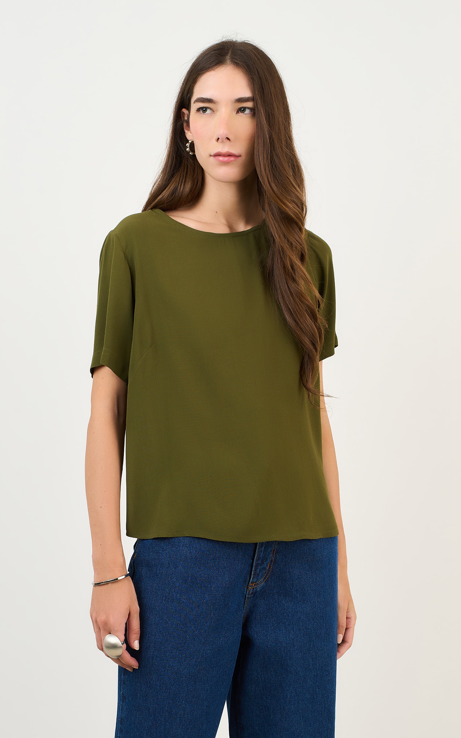 Blusa Hibisco Verde Musgo