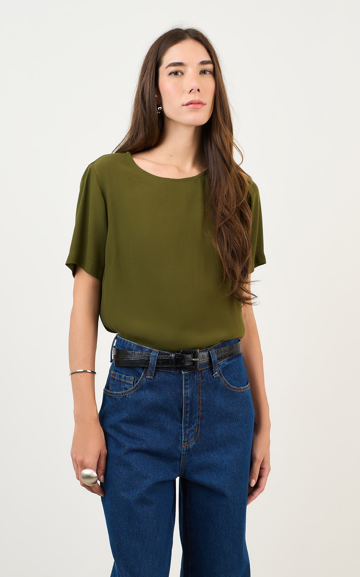 Blusa Hibisco Verde Musgo