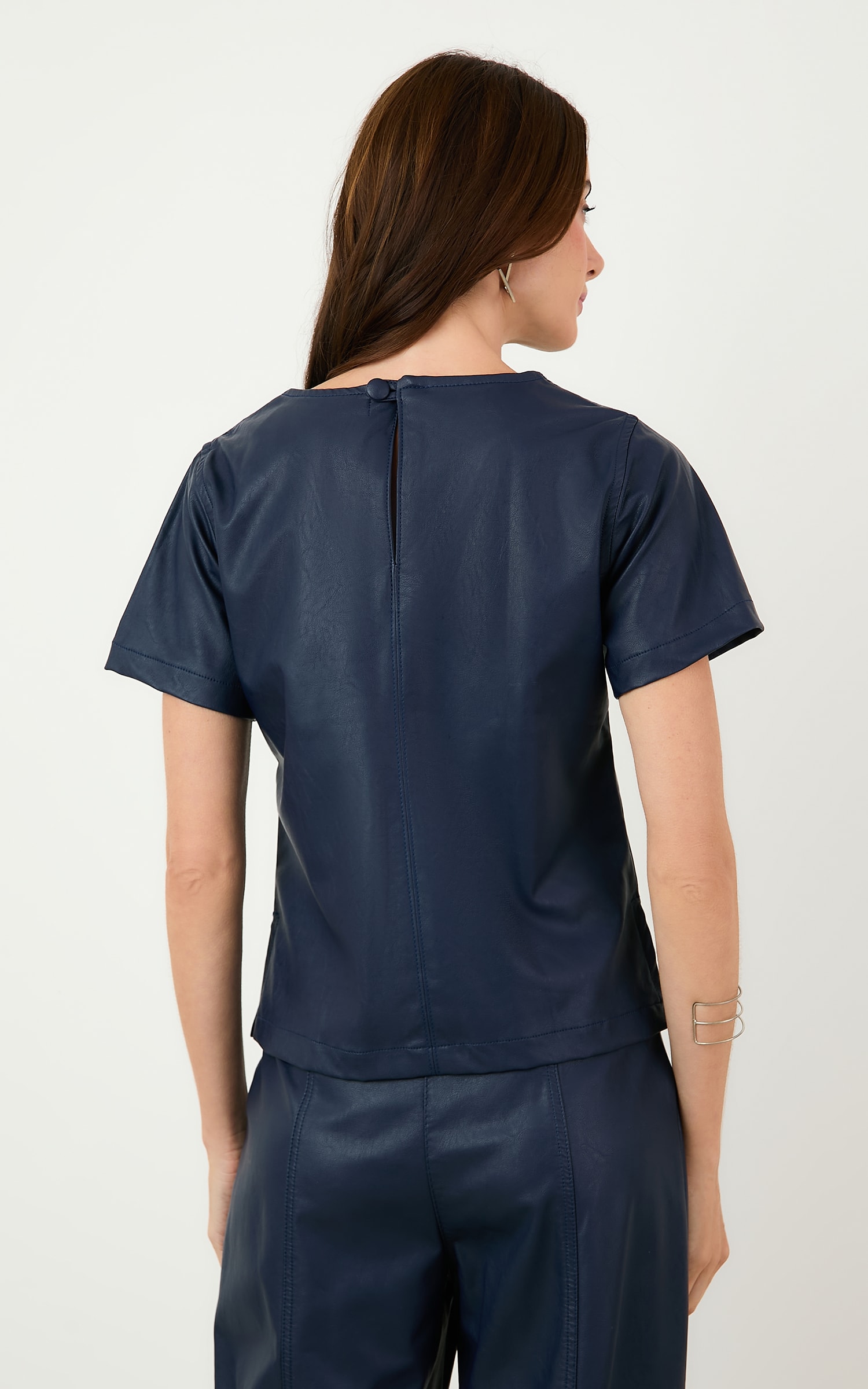 Blusa Like Leather Marinho