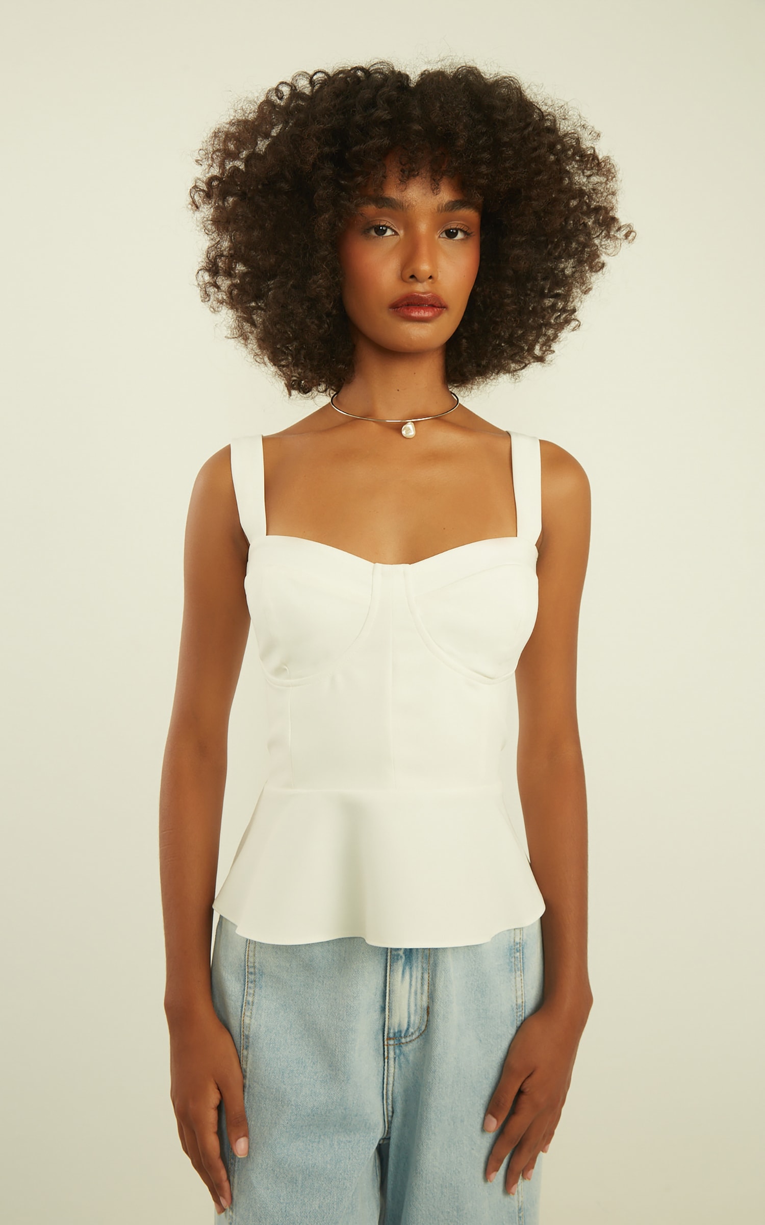 Blusa London Meia Taça Off White