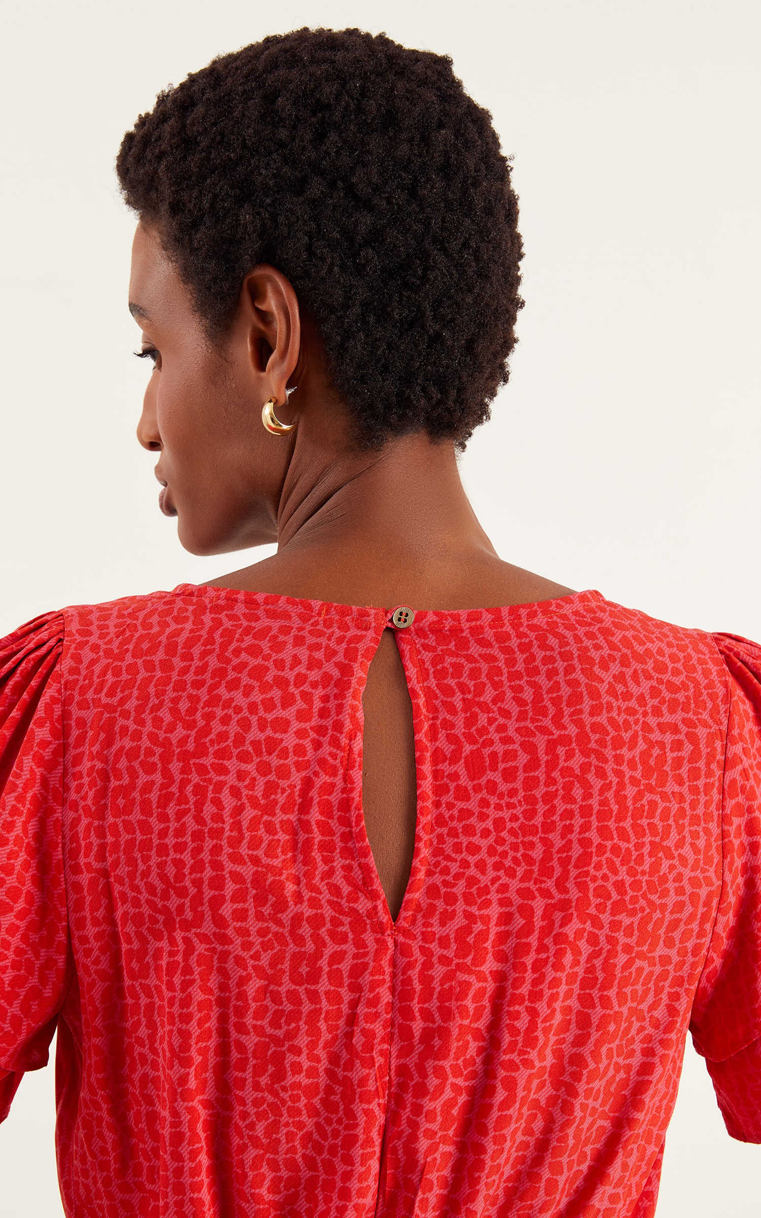 Blusa Lovely Detalhe Manga Vermelho/Rosa