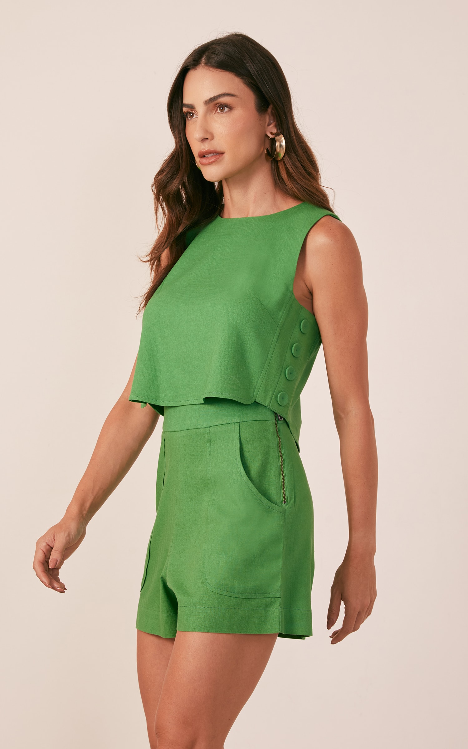 Blusa Luna Básica Verde Tropical