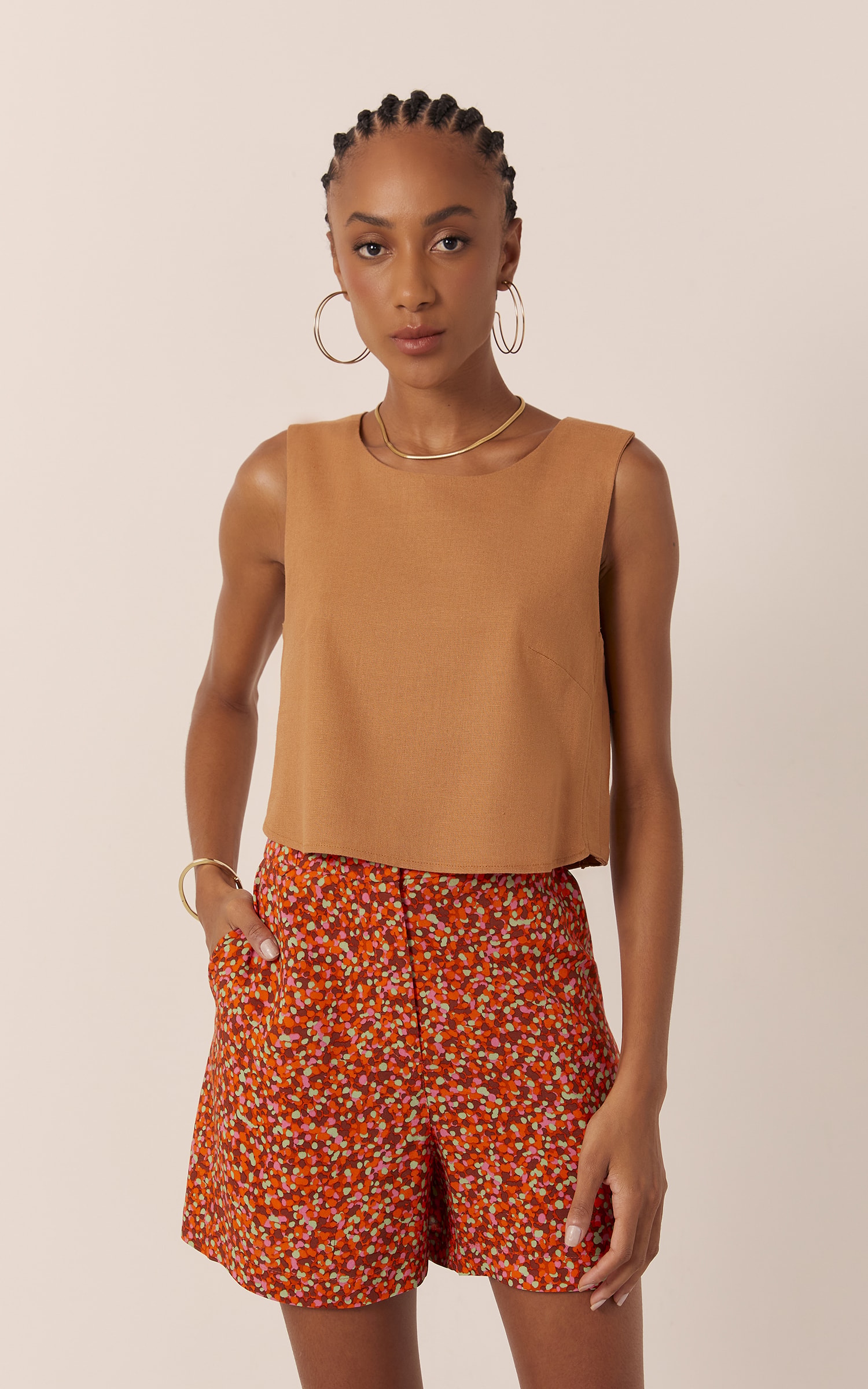 Blusa Luna Decote Canoa Caqui