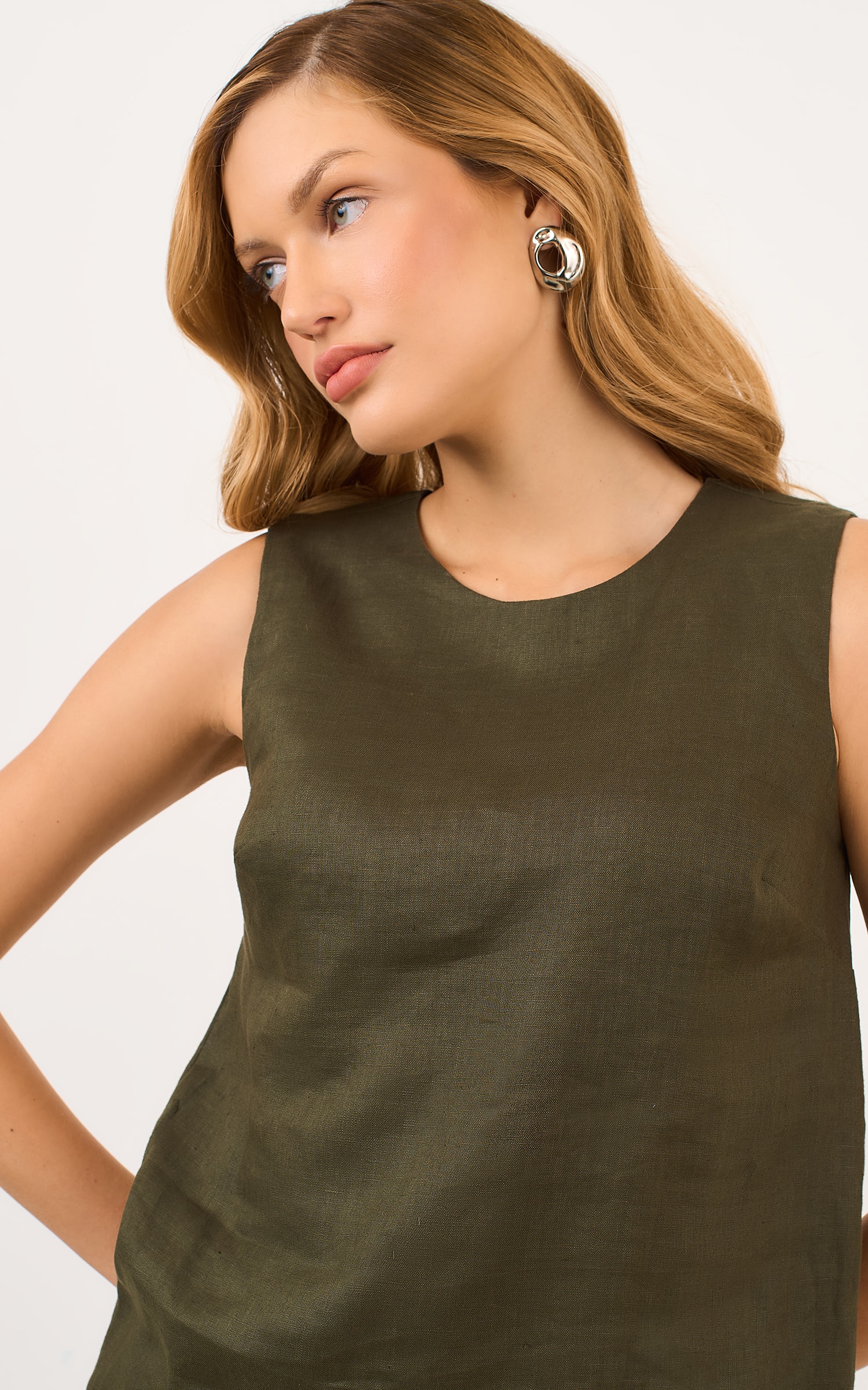 Blusa Lungo Assimetrico Verde Musgo