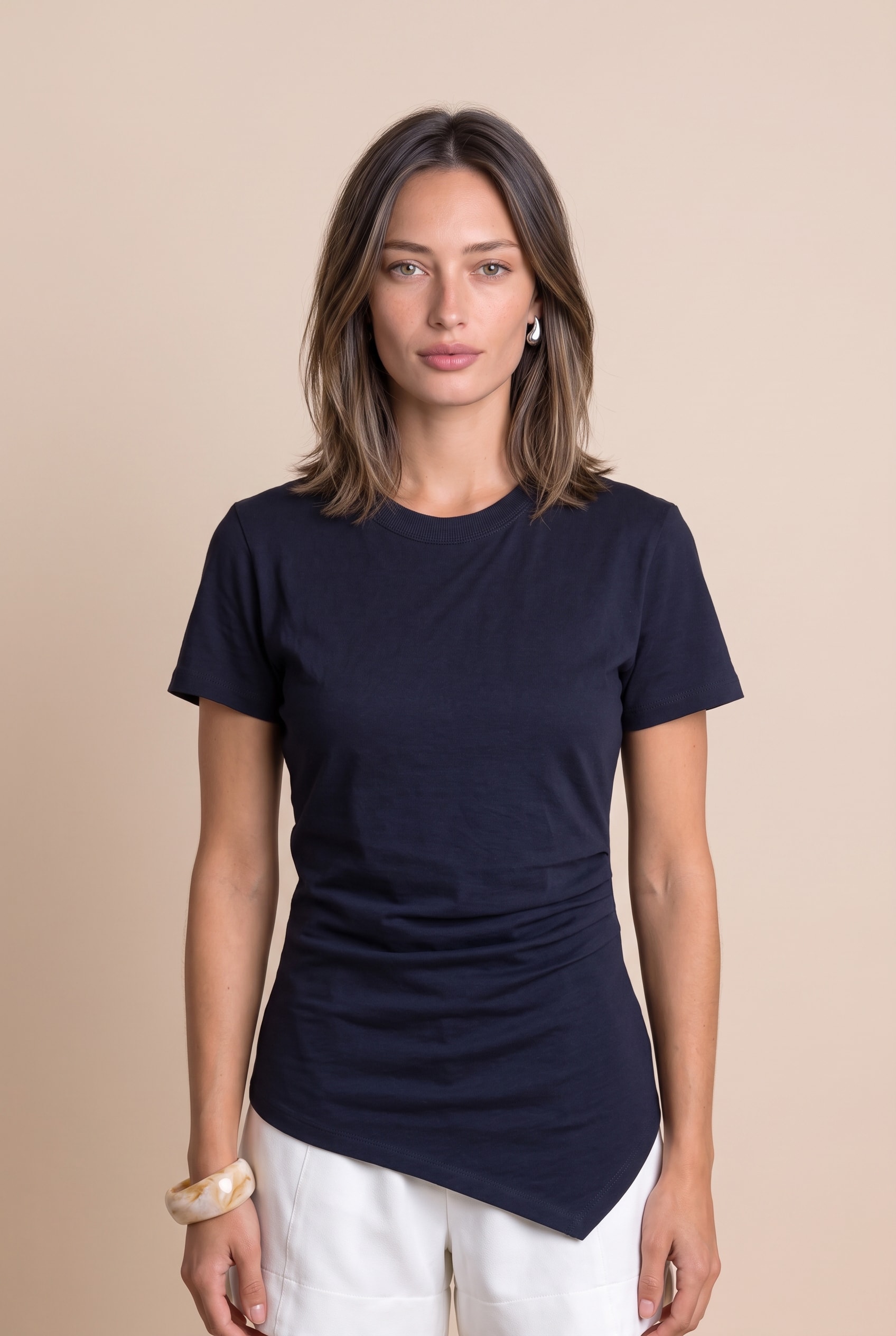 Blusa Malha Assimetrica Marinho