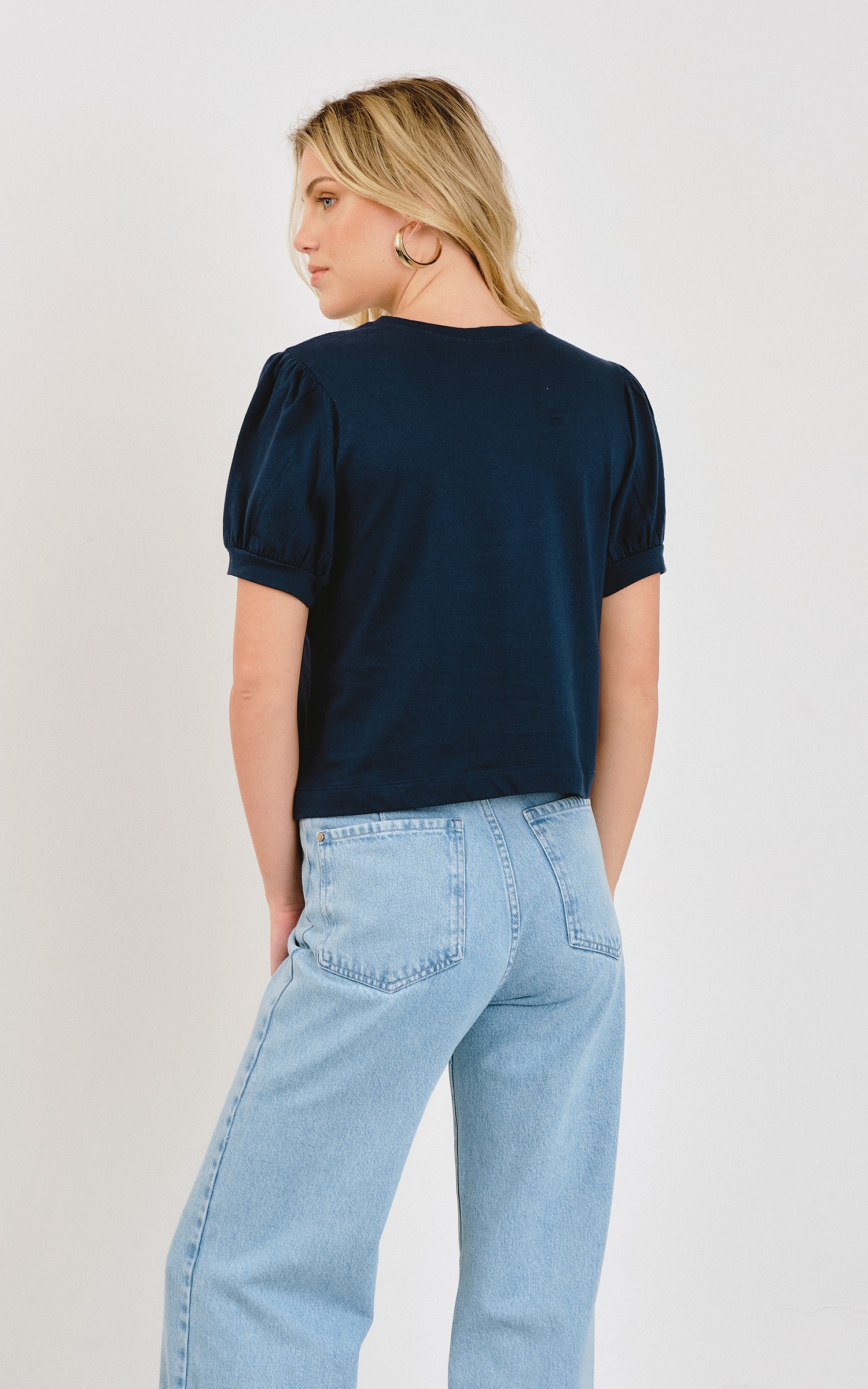 Blusa Malha Manga Princesa Azul