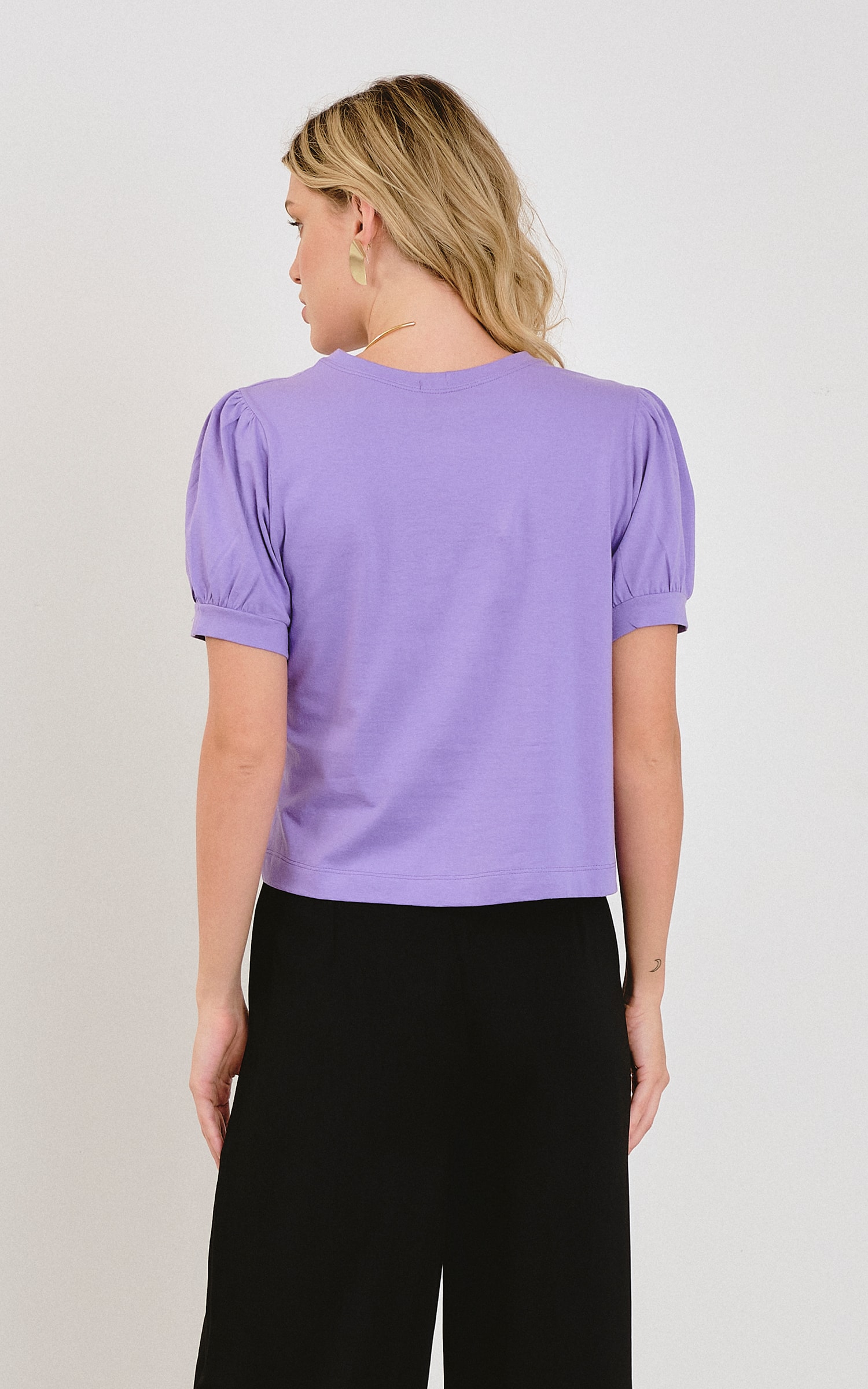 Blusa Malha Manga Princesa Lavanda