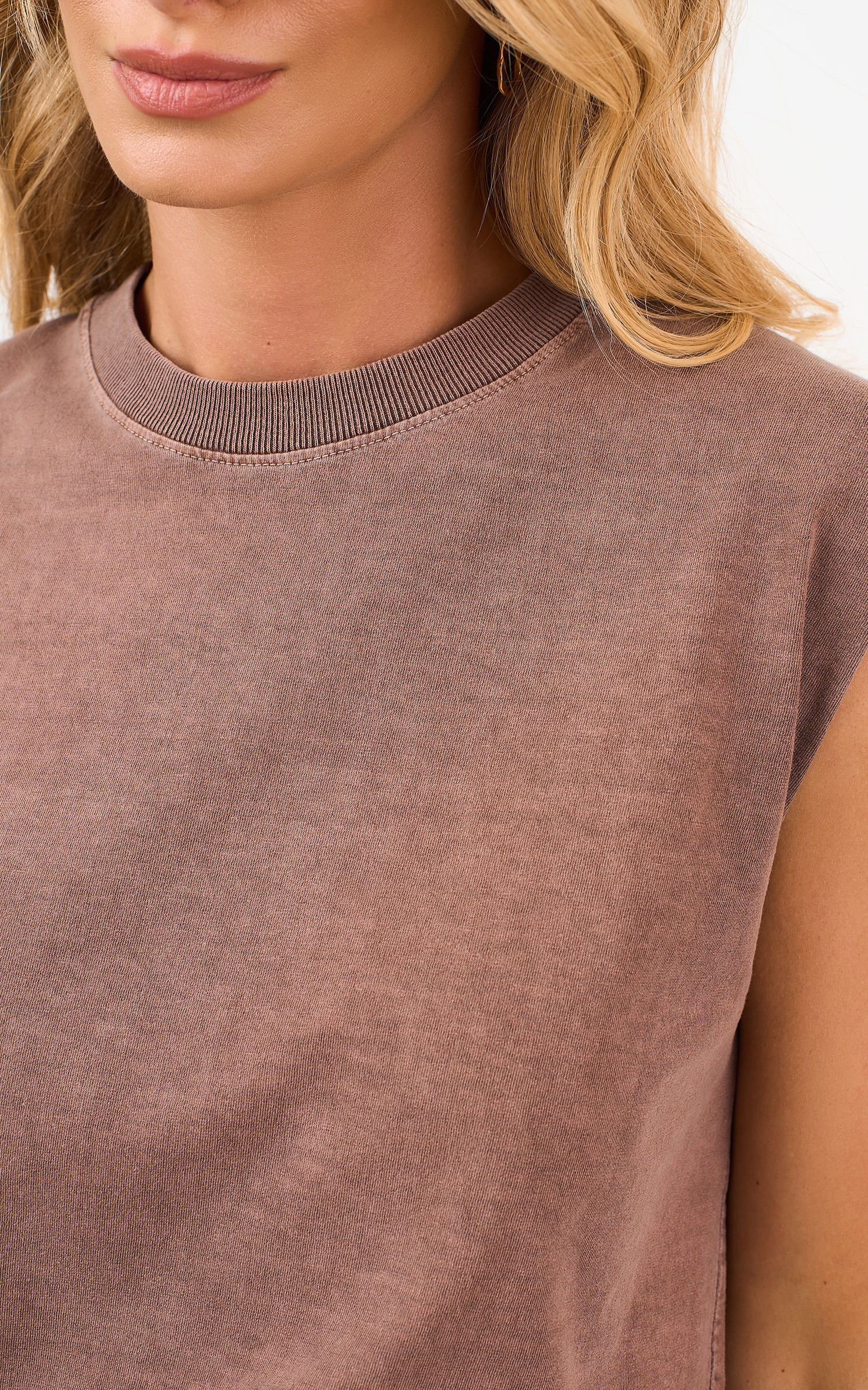 Blusa Malha Ombreira Marrom