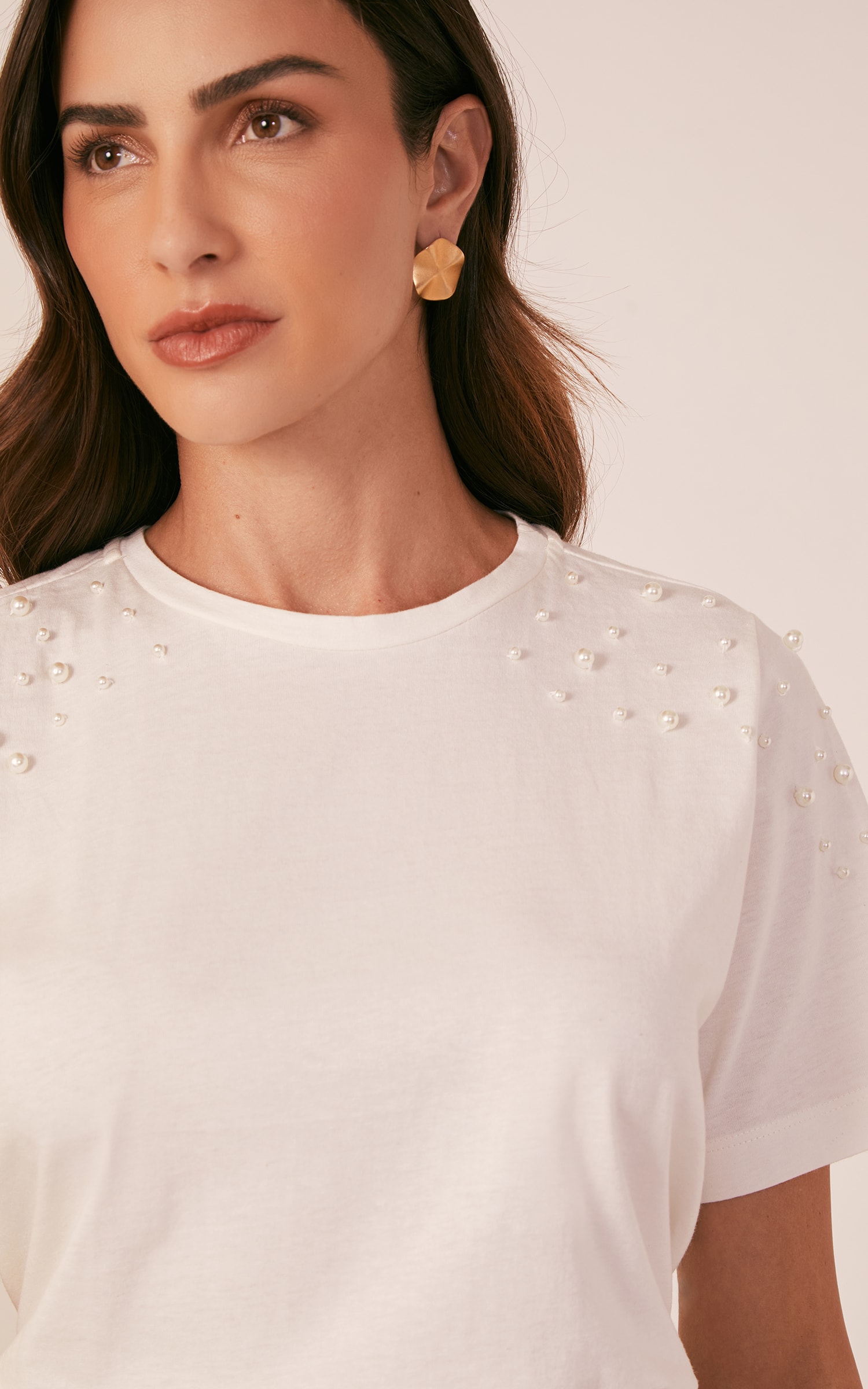 Blusa Malha Pérolas Off White