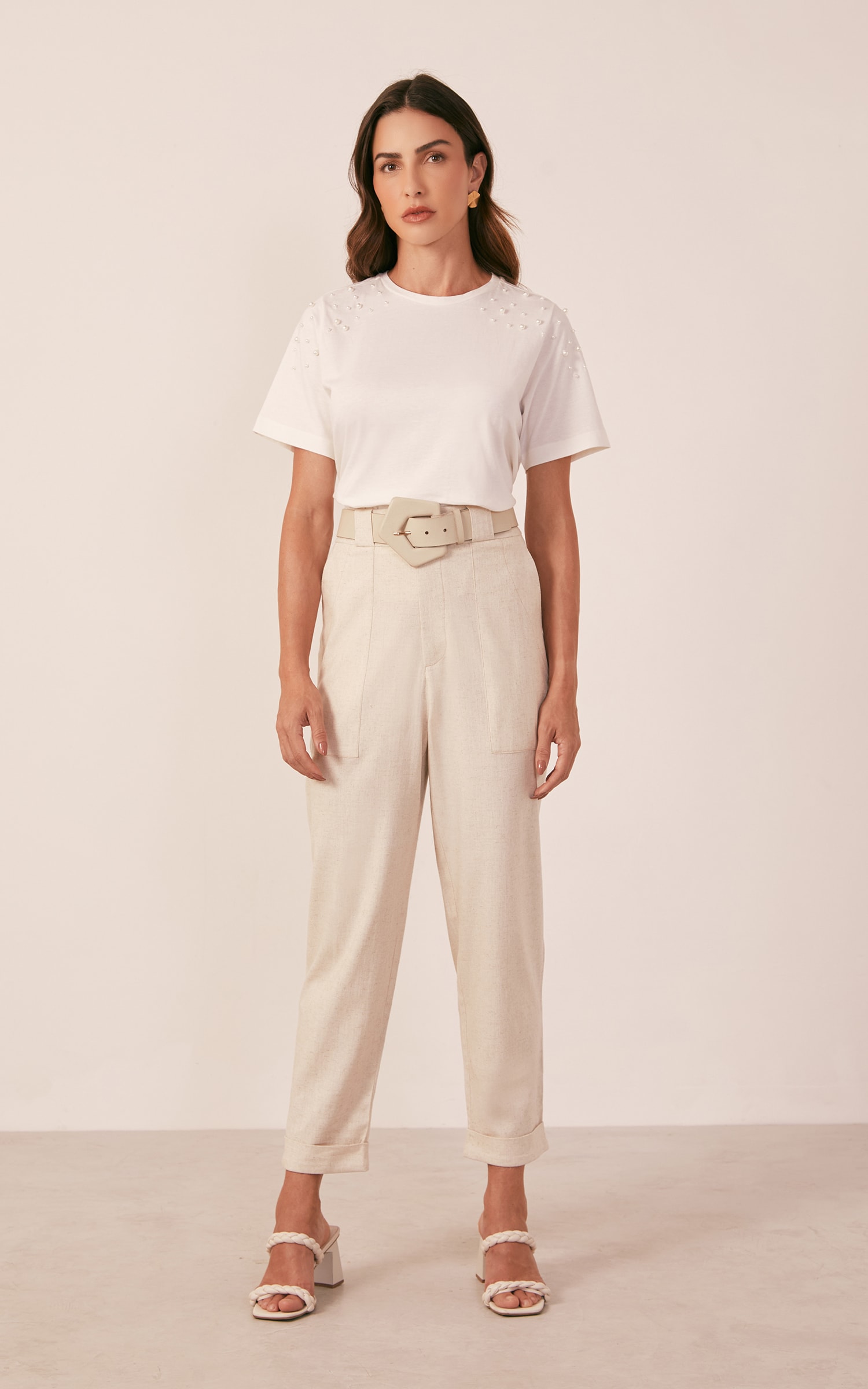 Blusa Malha Pérolas Off White