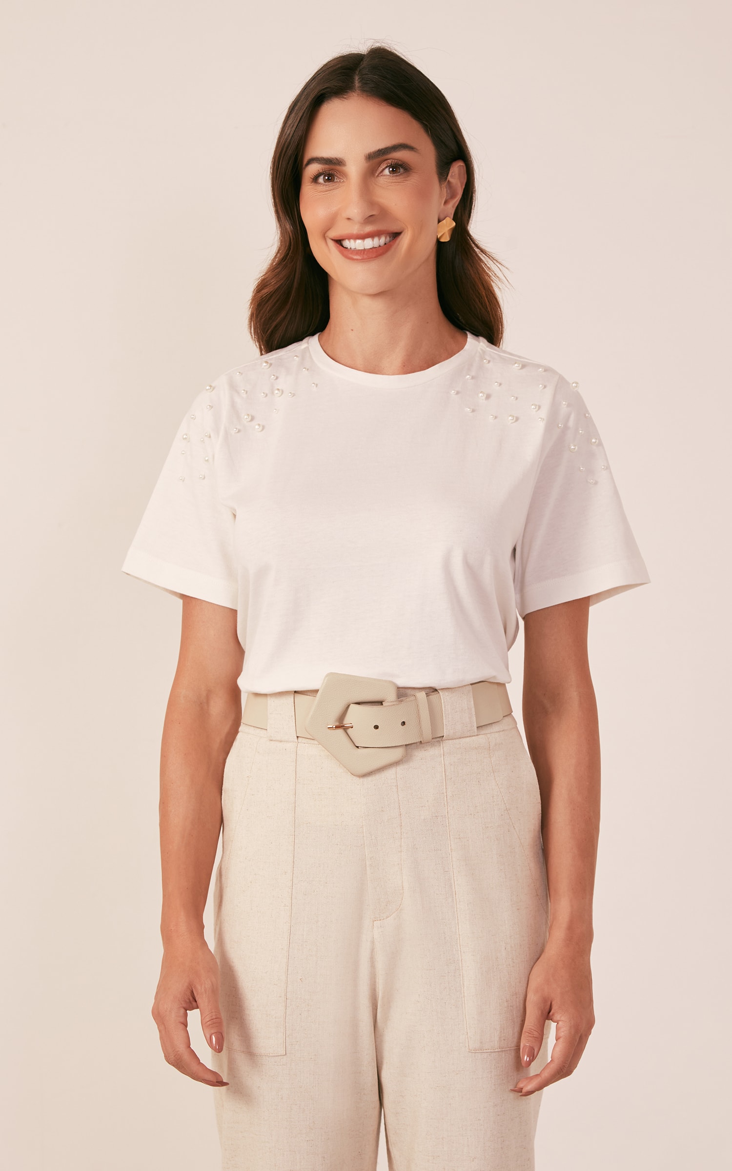 Blusa Malha Pérolas Off White
