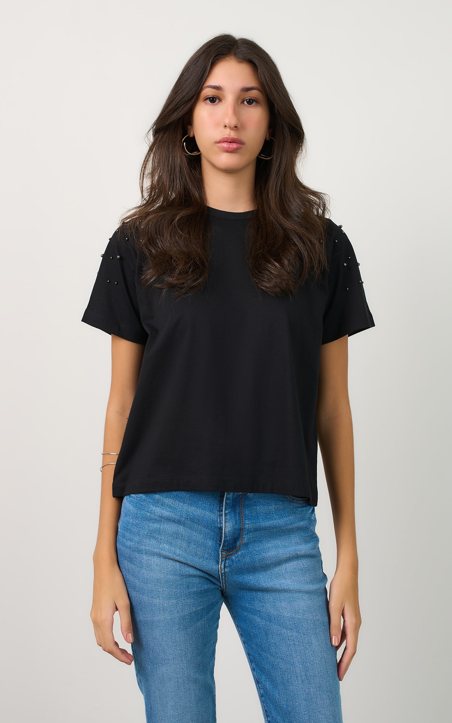 Blusa Malha Pérolas Preto