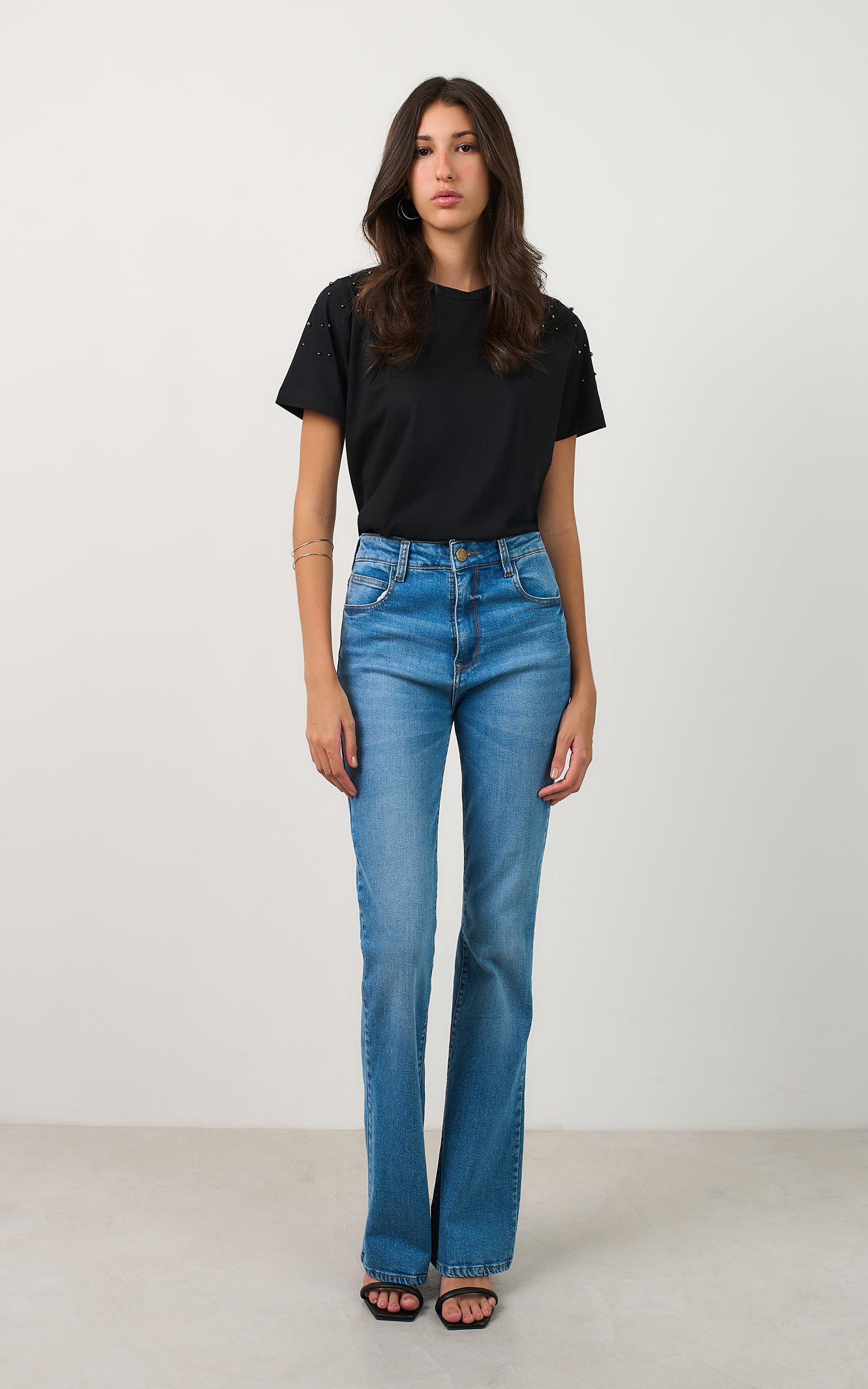 Blusa Malha Pérolas Preto