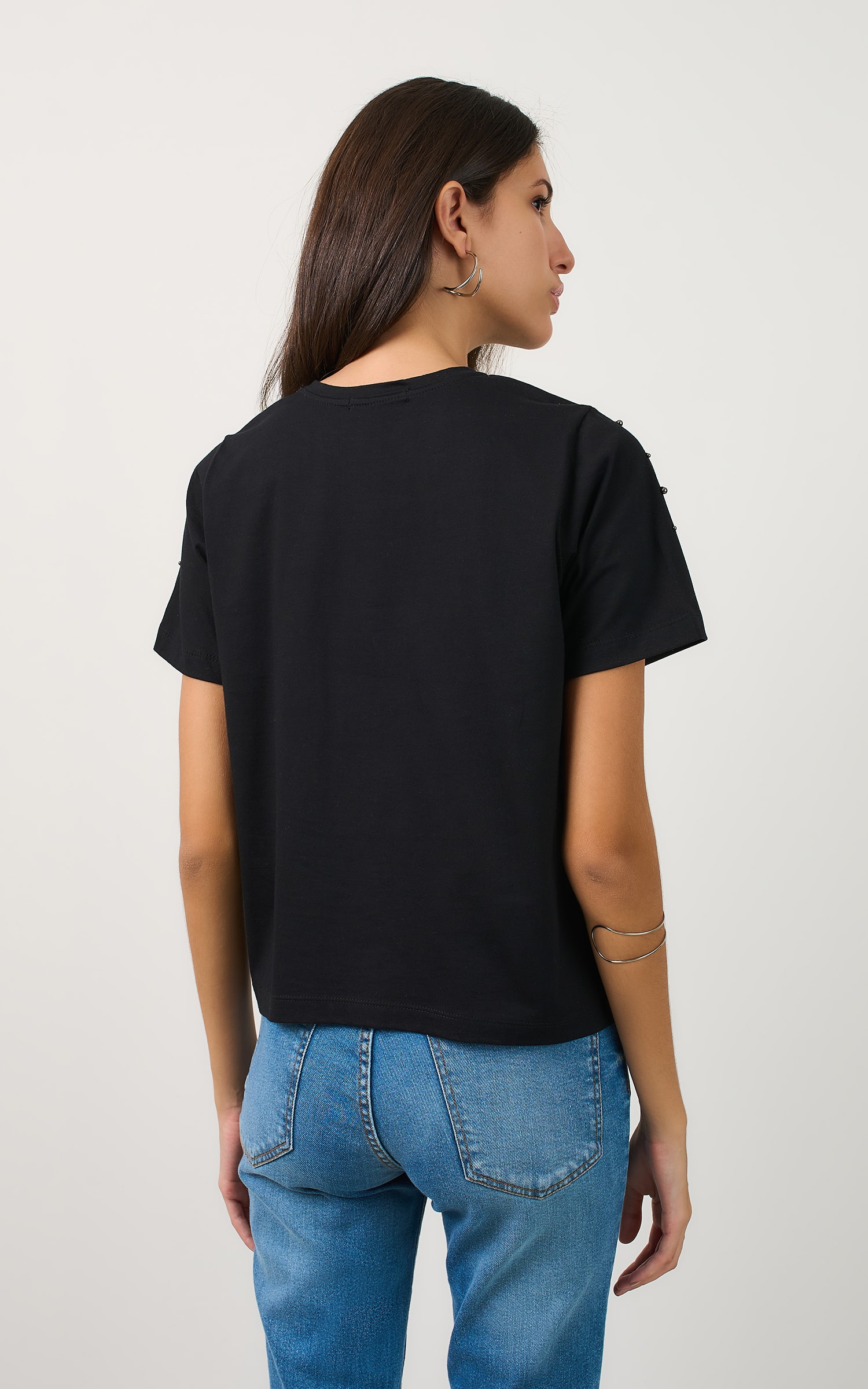 Blusa Malha Pérolas Preto