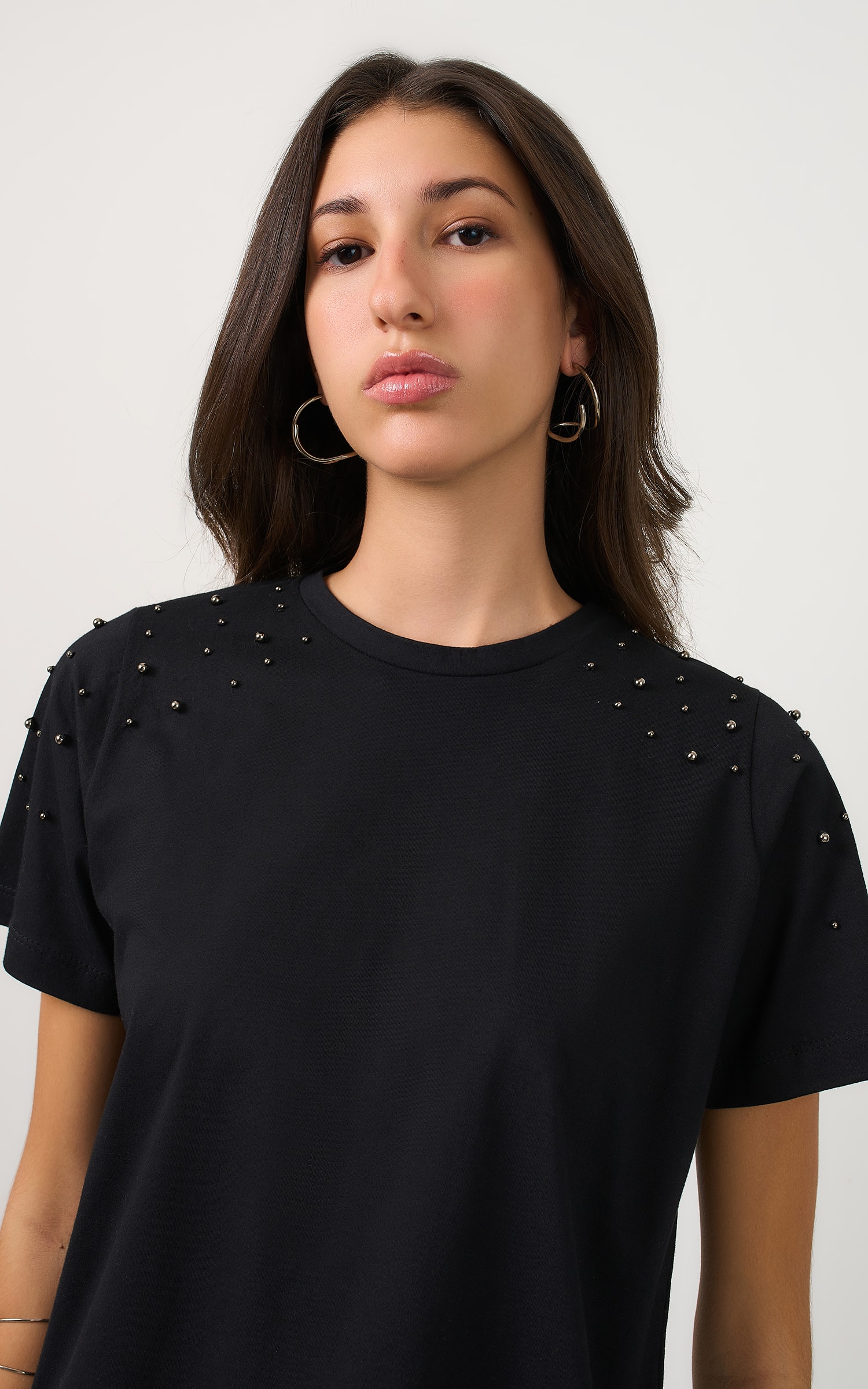 Blusa Malha Pérolas Preto