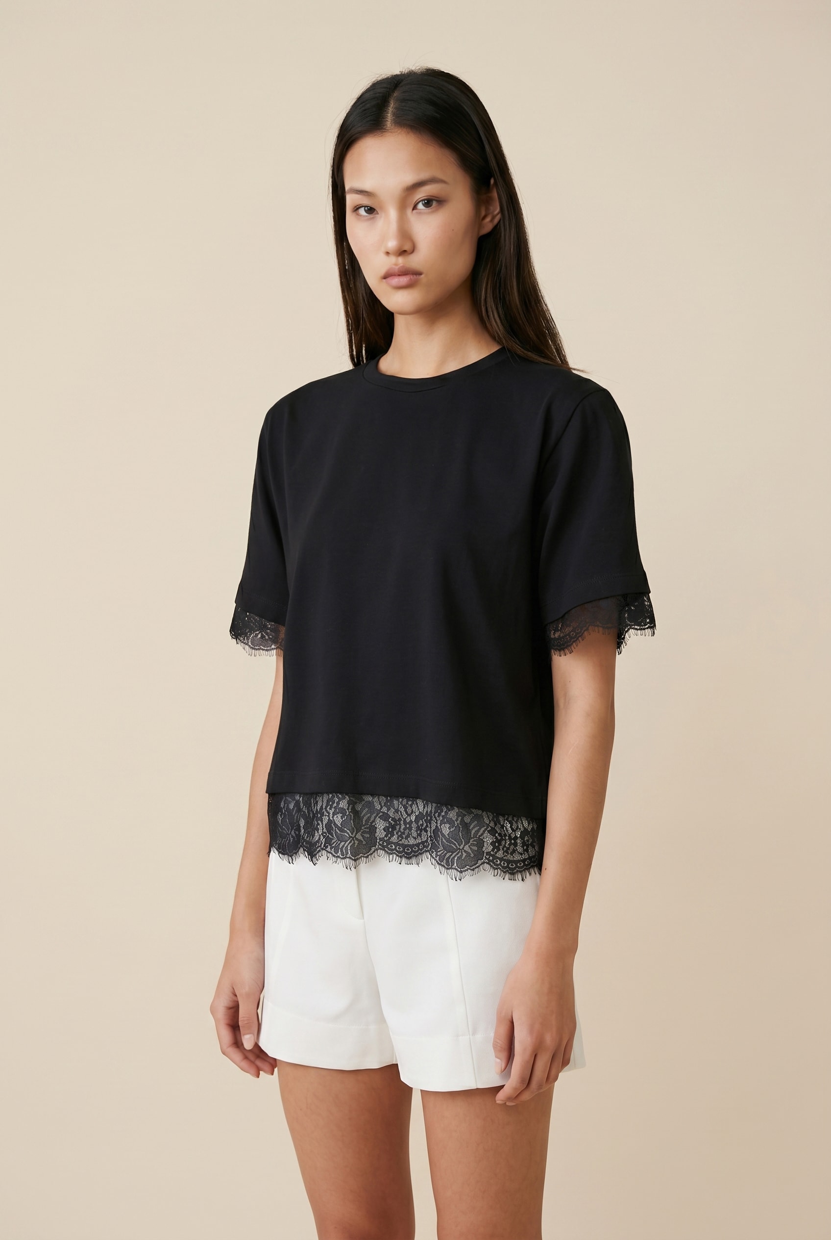 Blusa Malha Renda Preto