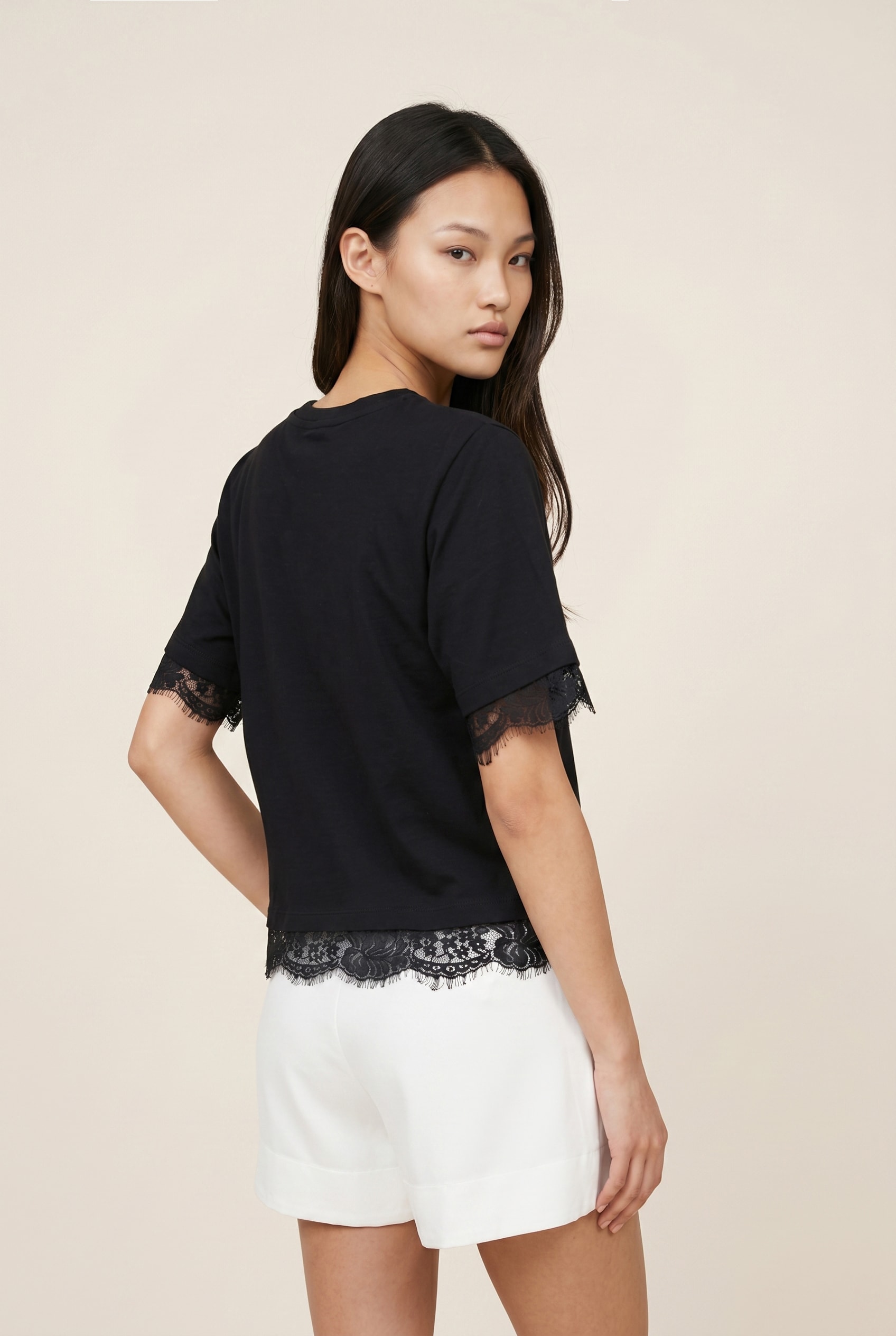 Blusa Malha Renda Preto