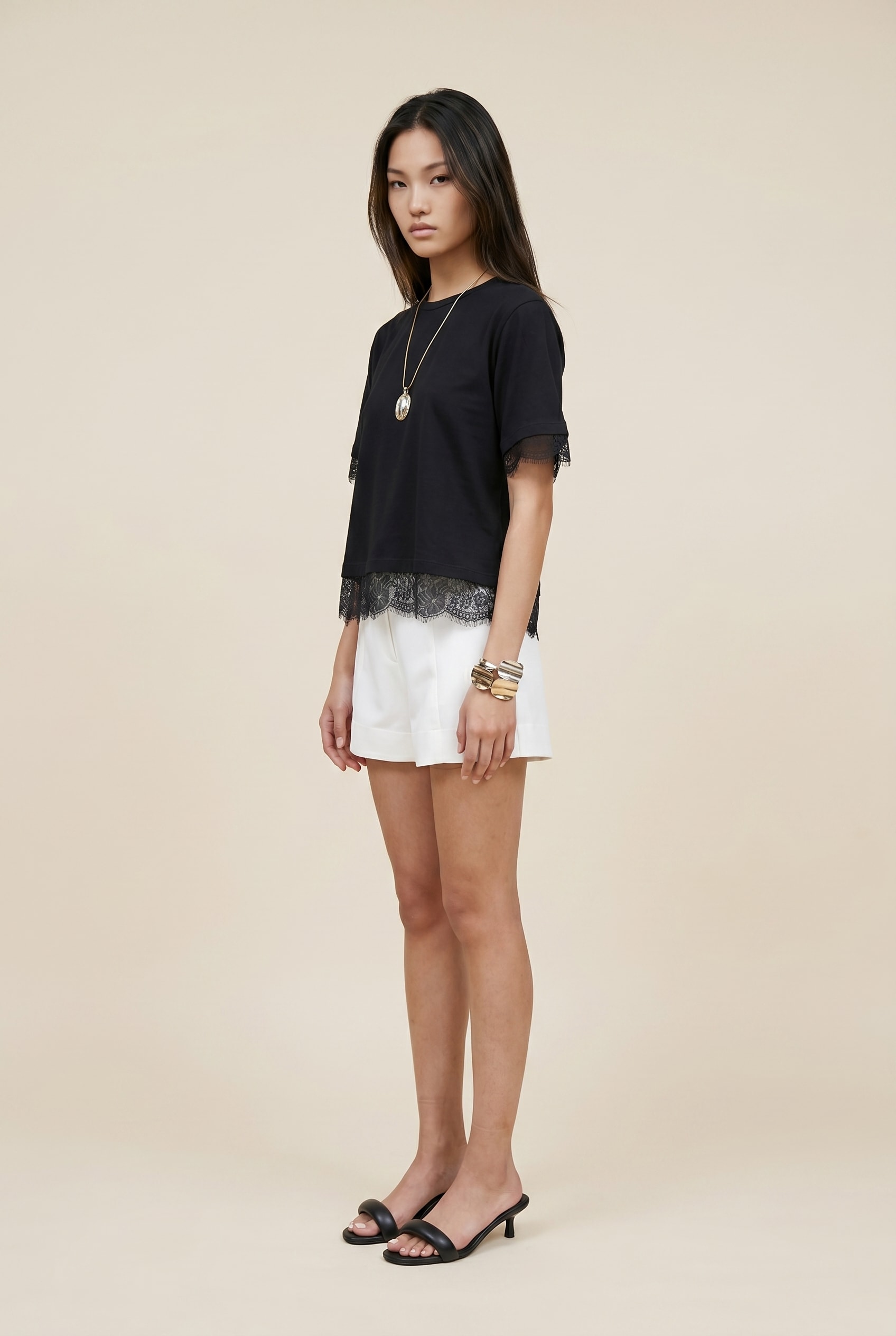 Blusa Malha Renda Preto